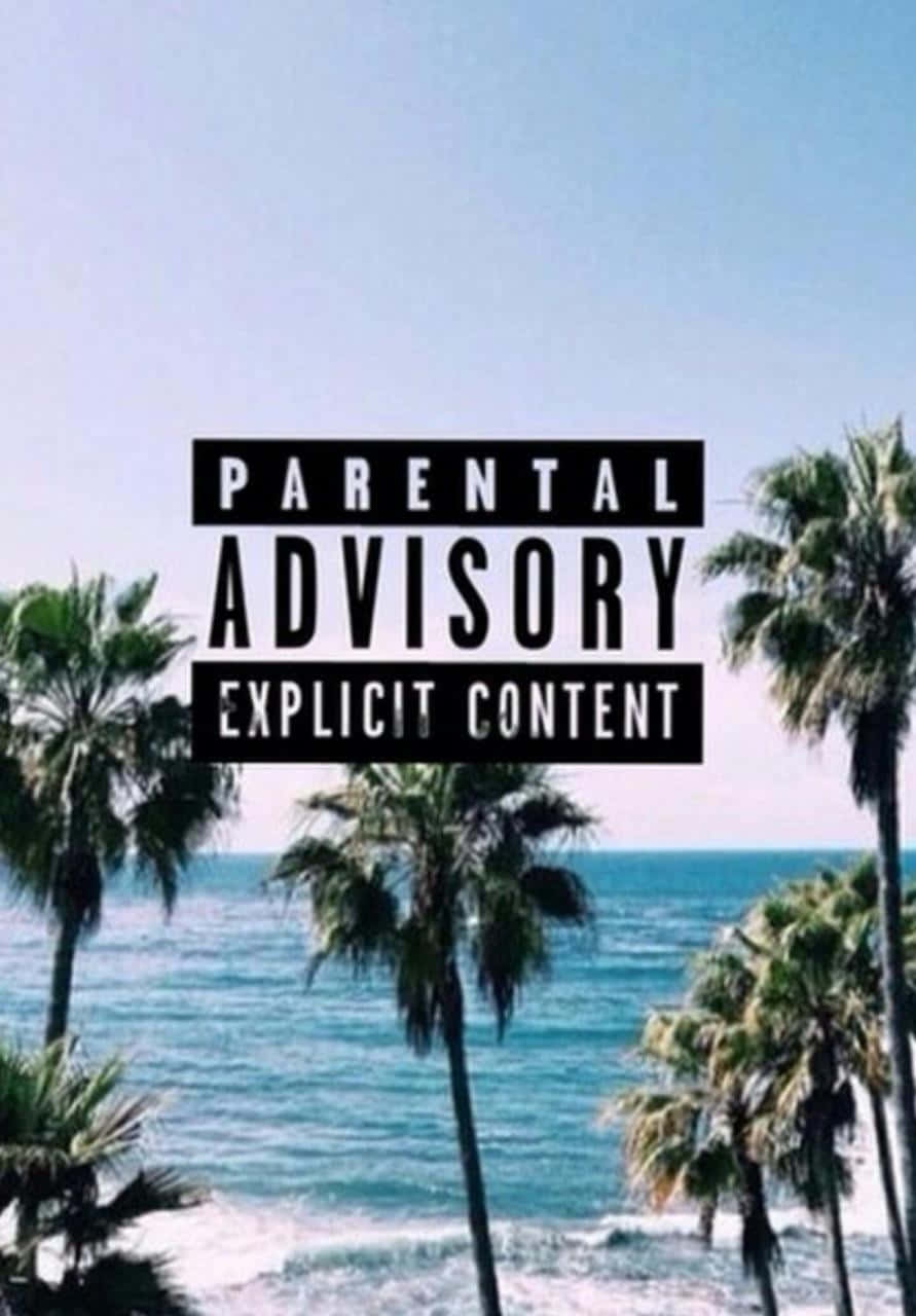 Parental Advisory, palm trees, clear blue sky, HD Phone Wallpaper