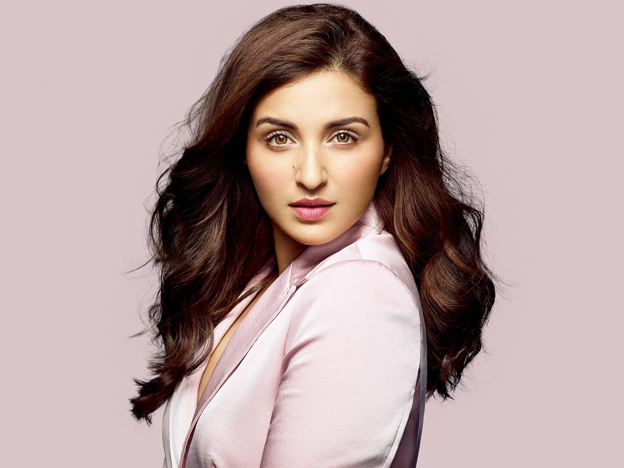 Parineeti Chopra, long wavy brown hair, pink blazer, Full HD Desktop Wallpaper