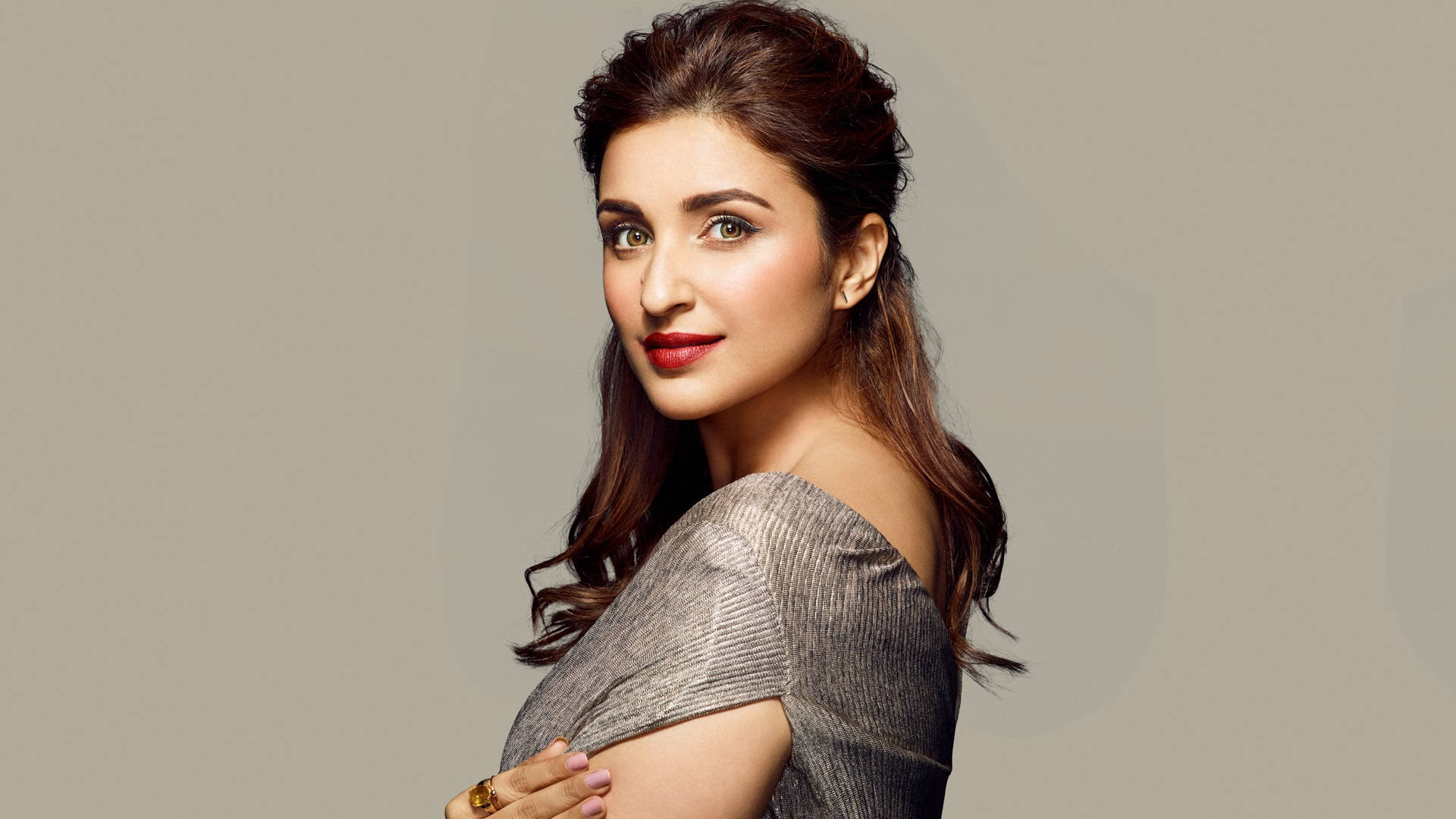 Parineeti Chopra, red lipstick, studio portrait, Full HD Desktop Wallpaper