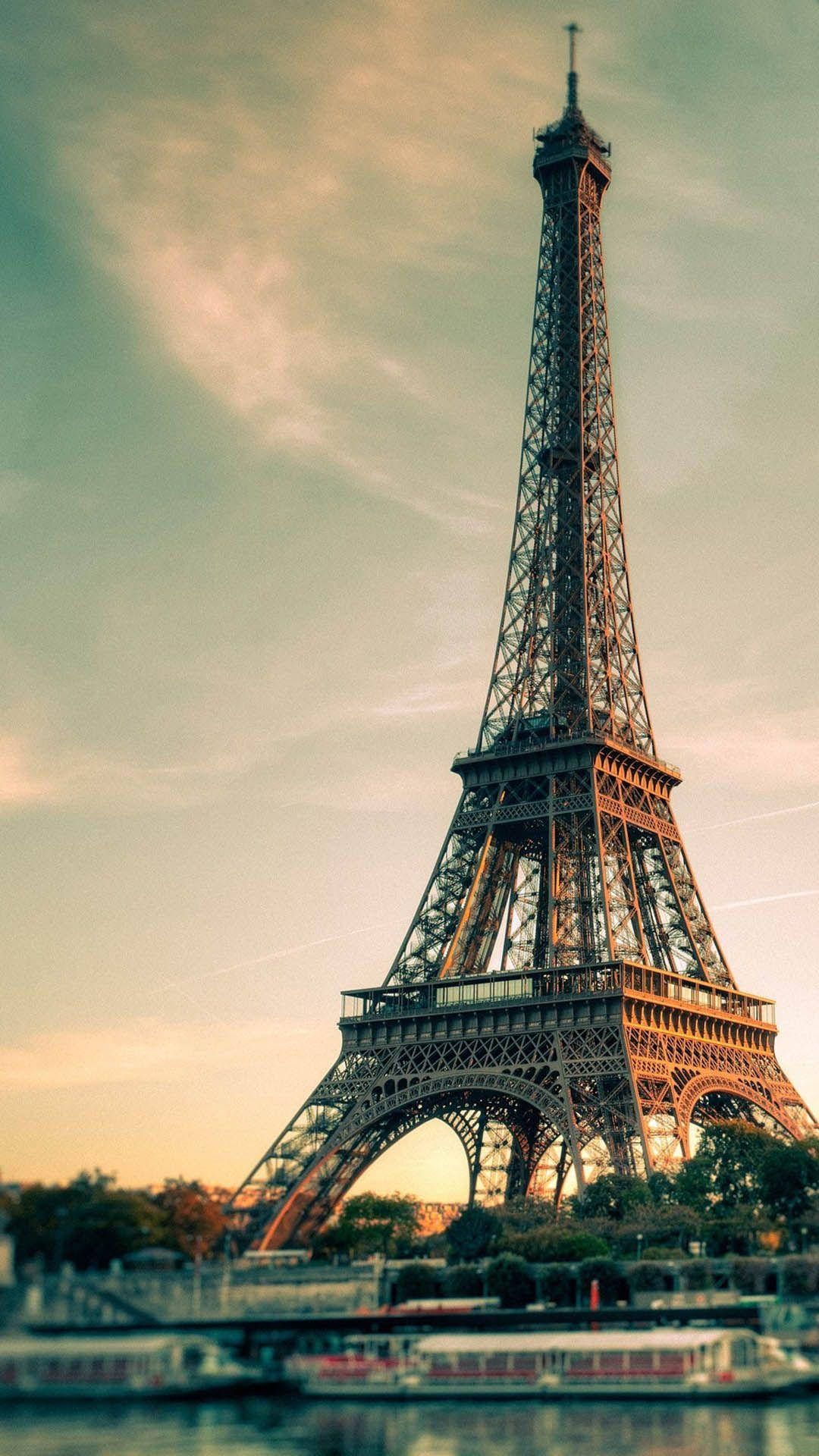 Eiffel Tower, Paris, golden sunset, Full HD Phone Wallpaper
