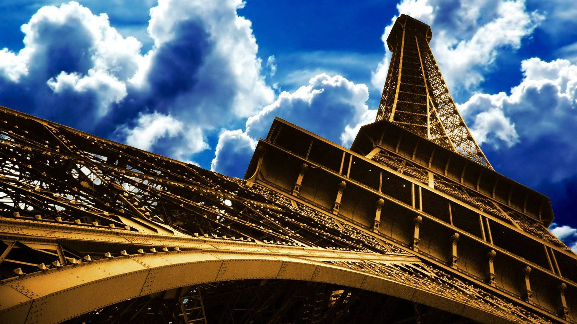 Eiffel Tower, Paris, intricate iron lattice, Full HD Desktop Wallpaper