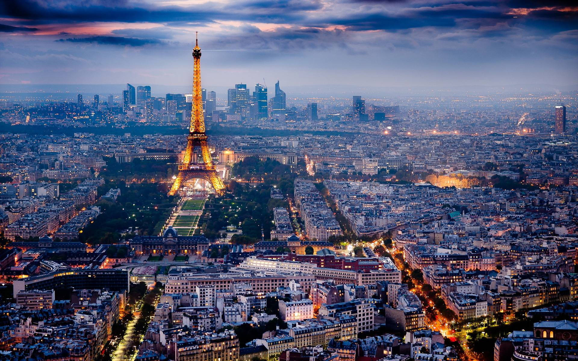Paris, Eiffel Tower, dusk, Full HD Desktop Wallpaper
