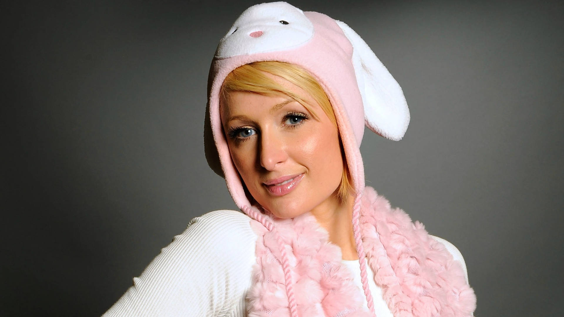 Paris Hilton, bunny suit, pink bunny hat, Full HD Desktop Wallpaper