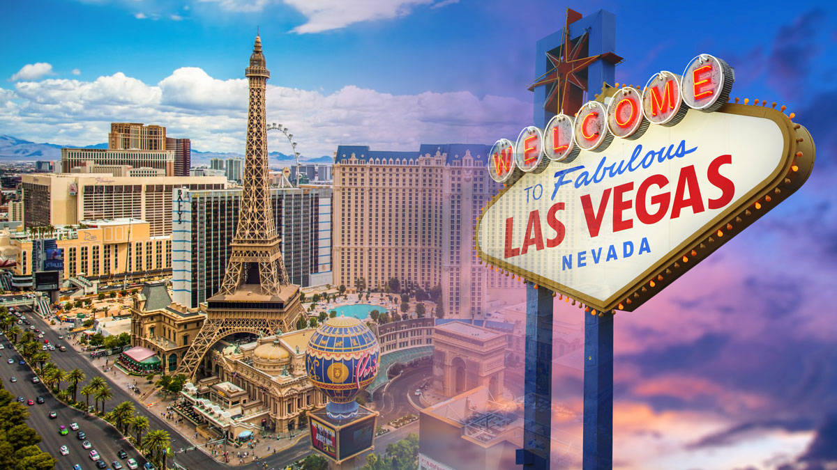 Paris Las Vegas, welcome sign, replica Eiffel Tower, SD Desktop Wallpaper