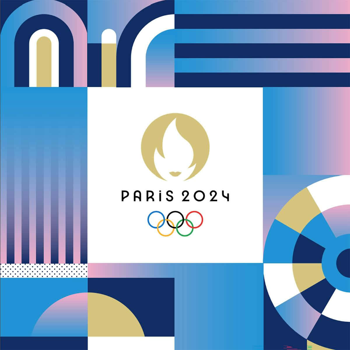 Paris 2024 Olympics logo, blue, pink, SD Phone Wallpaper