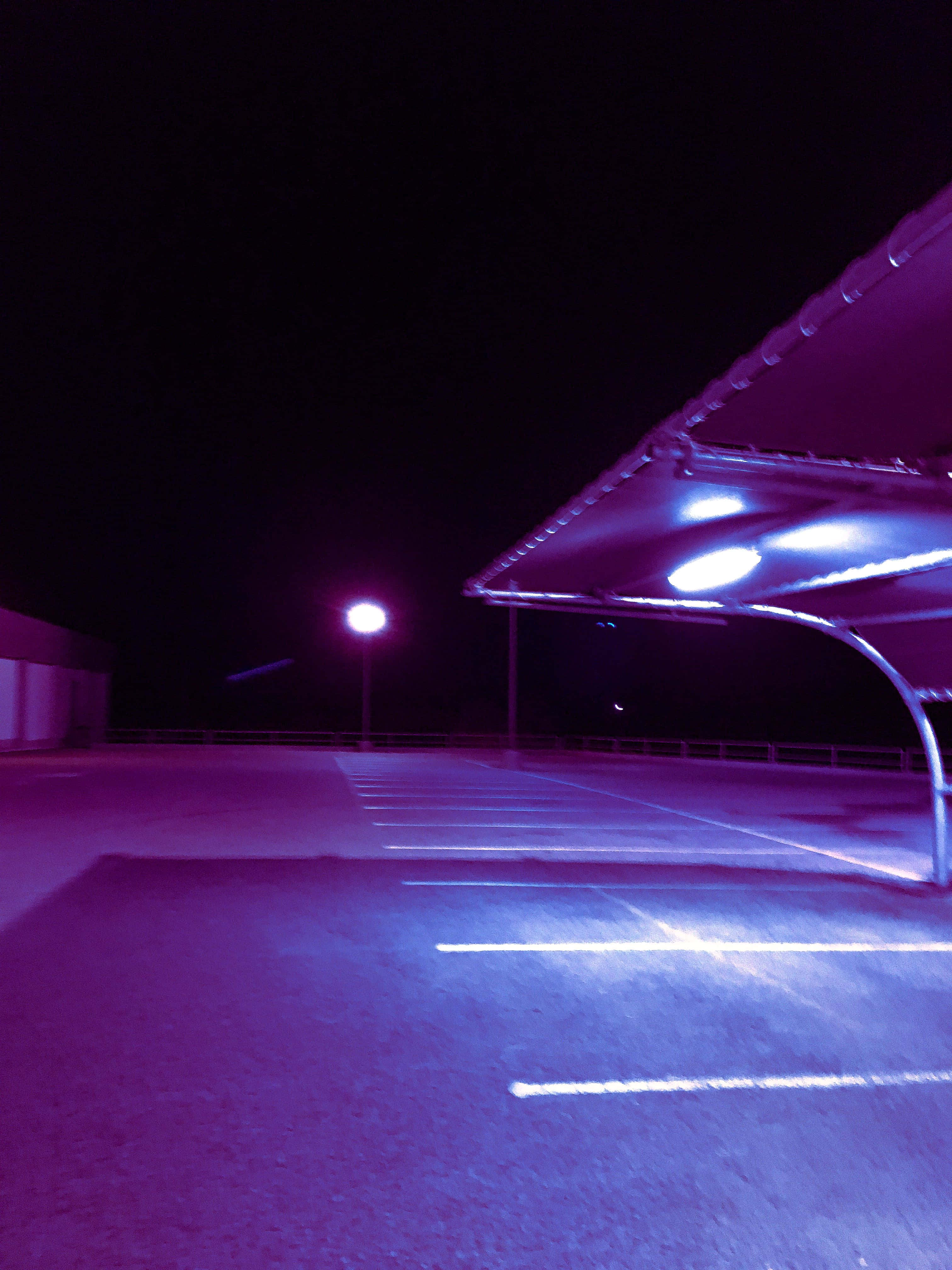 purple aesthetic car, parking lot, night, 4K Phone Wallpaper