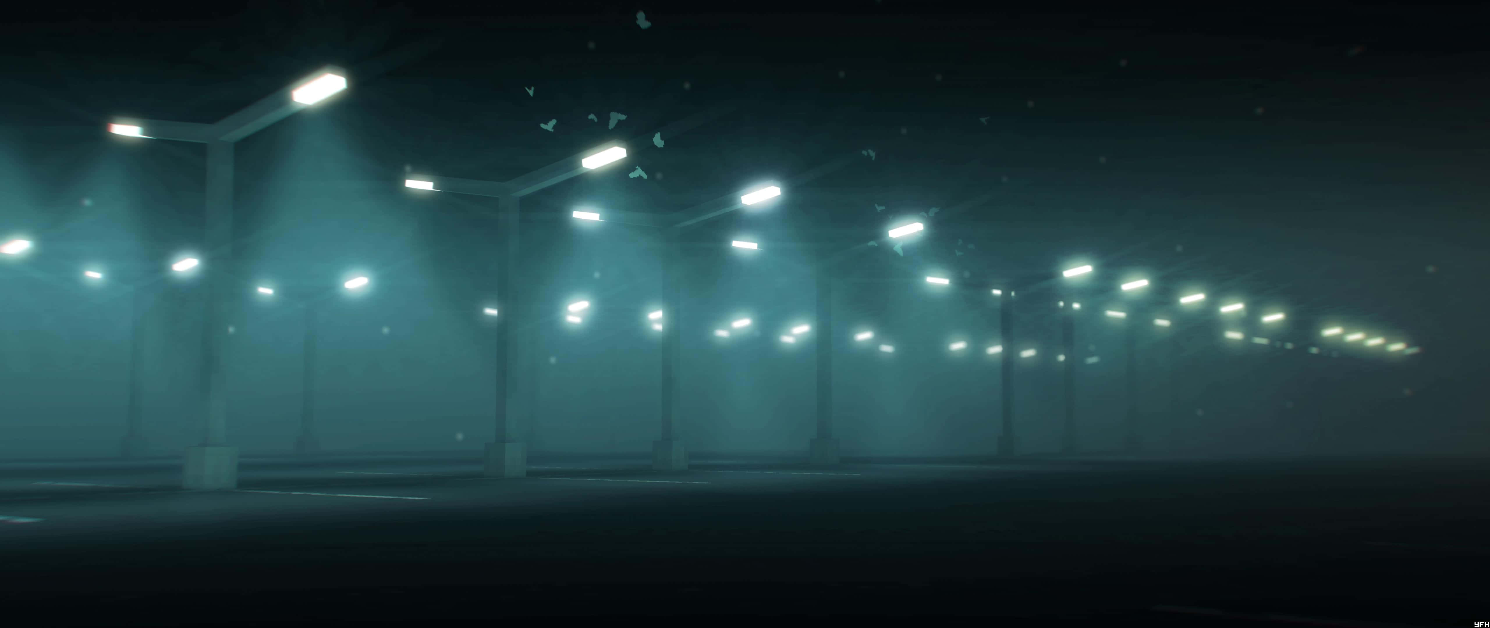 empty parking lot, street light, night, 5K Desktop Wallpaper