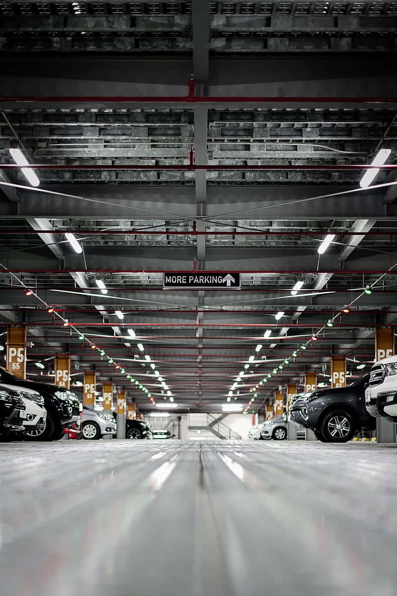 metal building, car parking lot, underground parking garage, SD Phone Wallpaper
