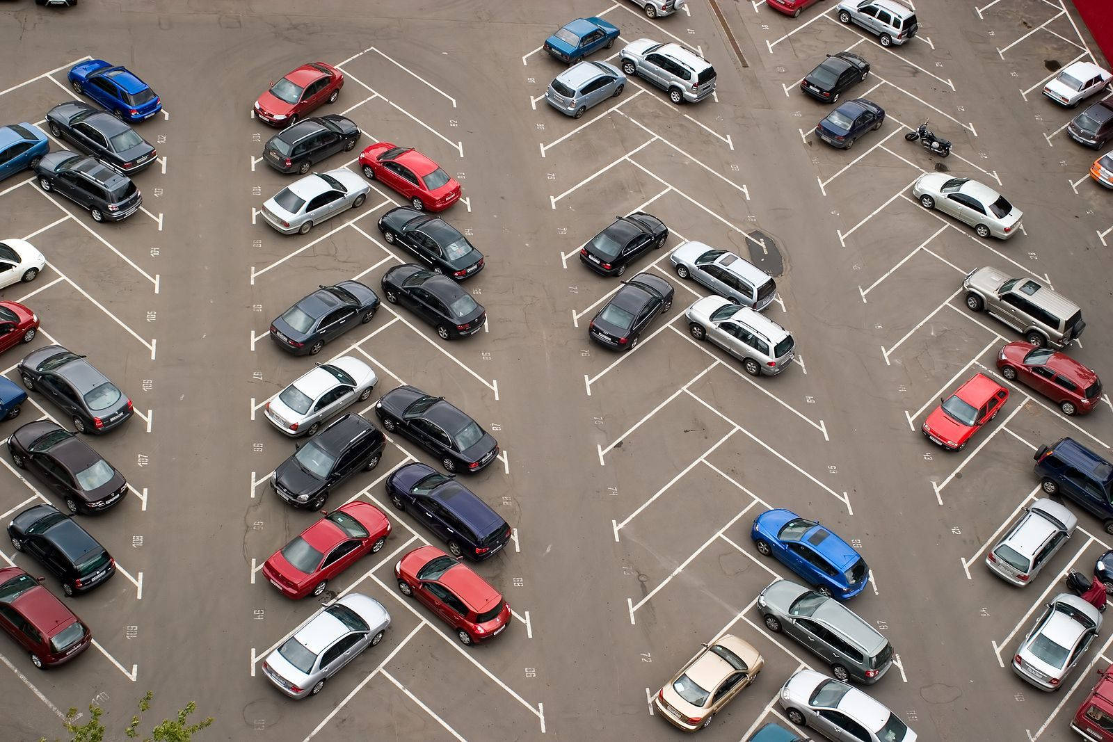 angled parking lot, aerial view, parking lot, HD Desktop Wallpaper