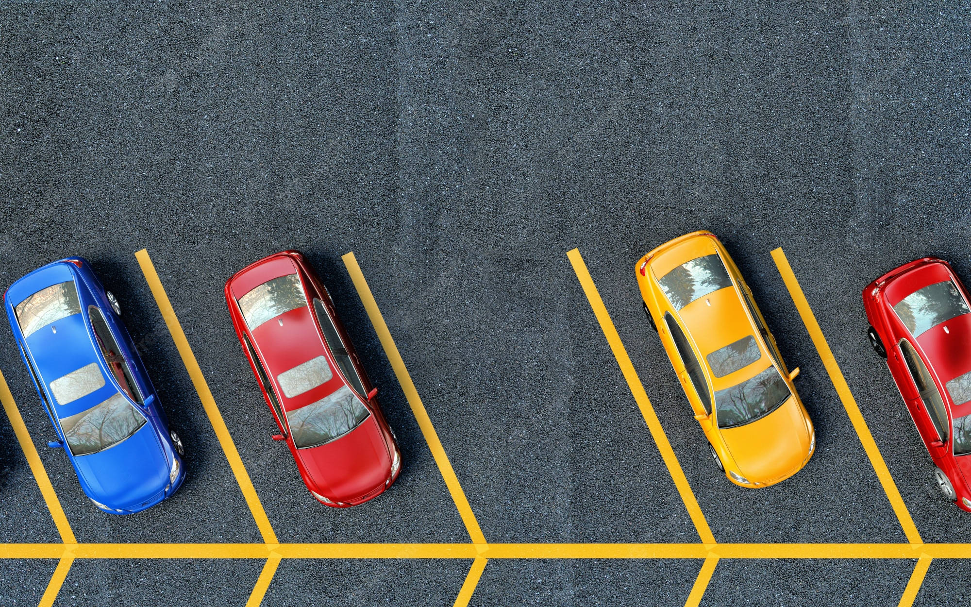 top view, structured parking lot, yellow lines, Full HD Desktop Wallpaper