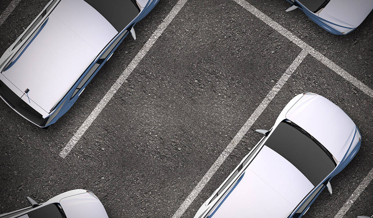 white cars, gray asphalt lot, crisp white lines, SD Desktop Wallpaper