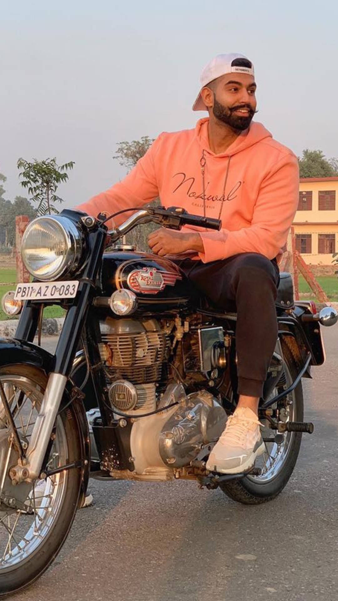 Parmish Verma, peach hoodie, white cap, Full HD Phone Wallpaper