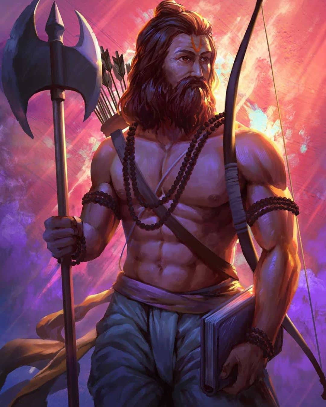 Parshuram, double-bladed axe, bow, HD Phone Wallpaper