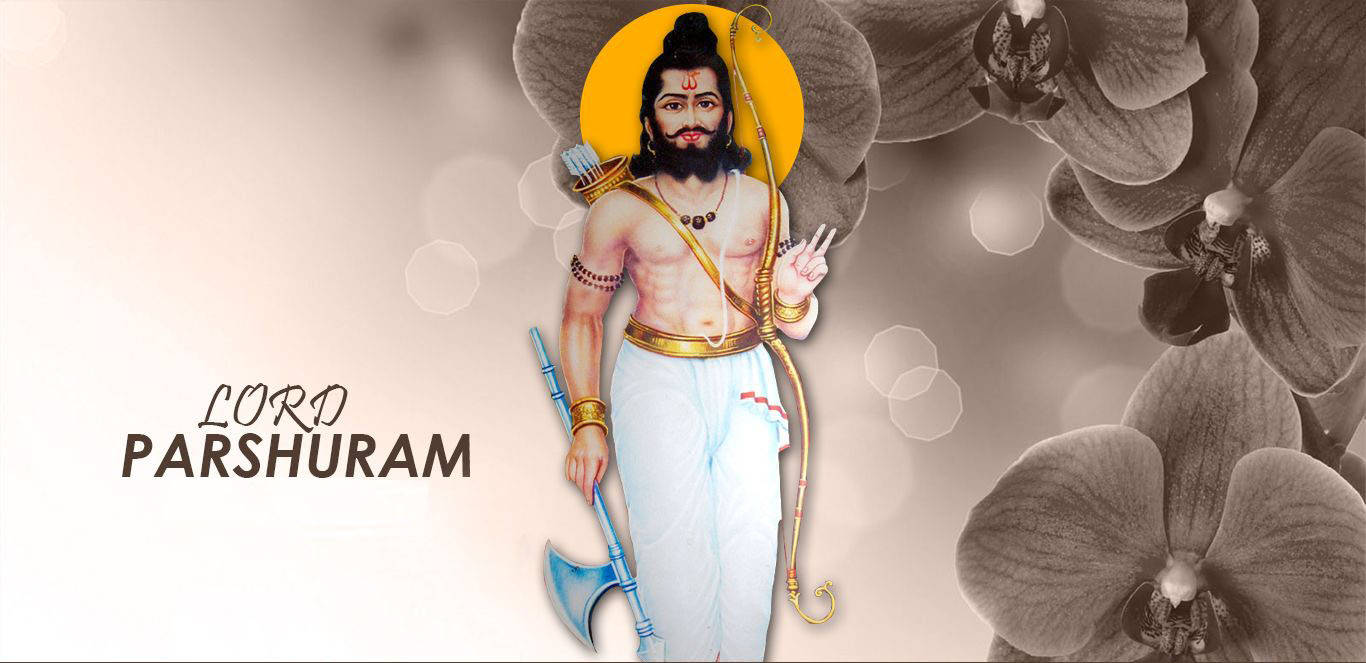 Parshuram, monochrome orchids, golden halo, HD Desktop Wallpaper