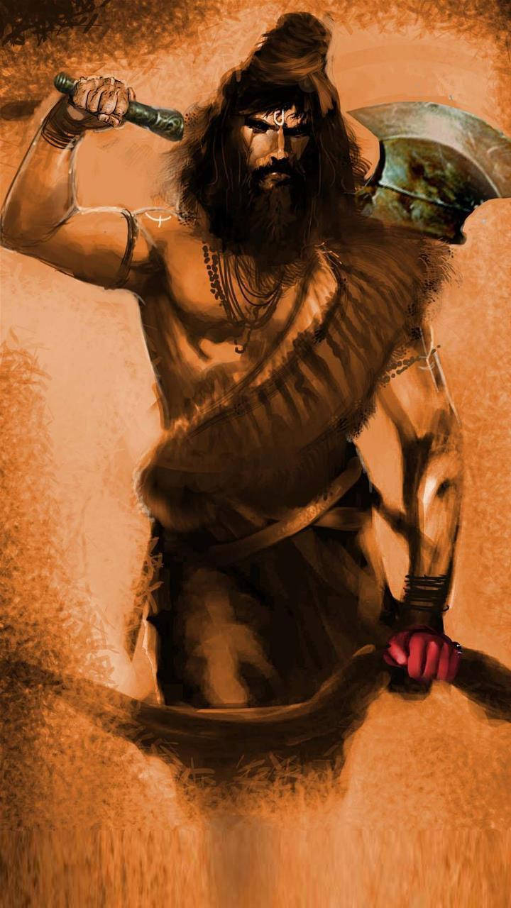 Parshuram, muscular bearded warrior, fur cloak, HD Phone Wallpaper