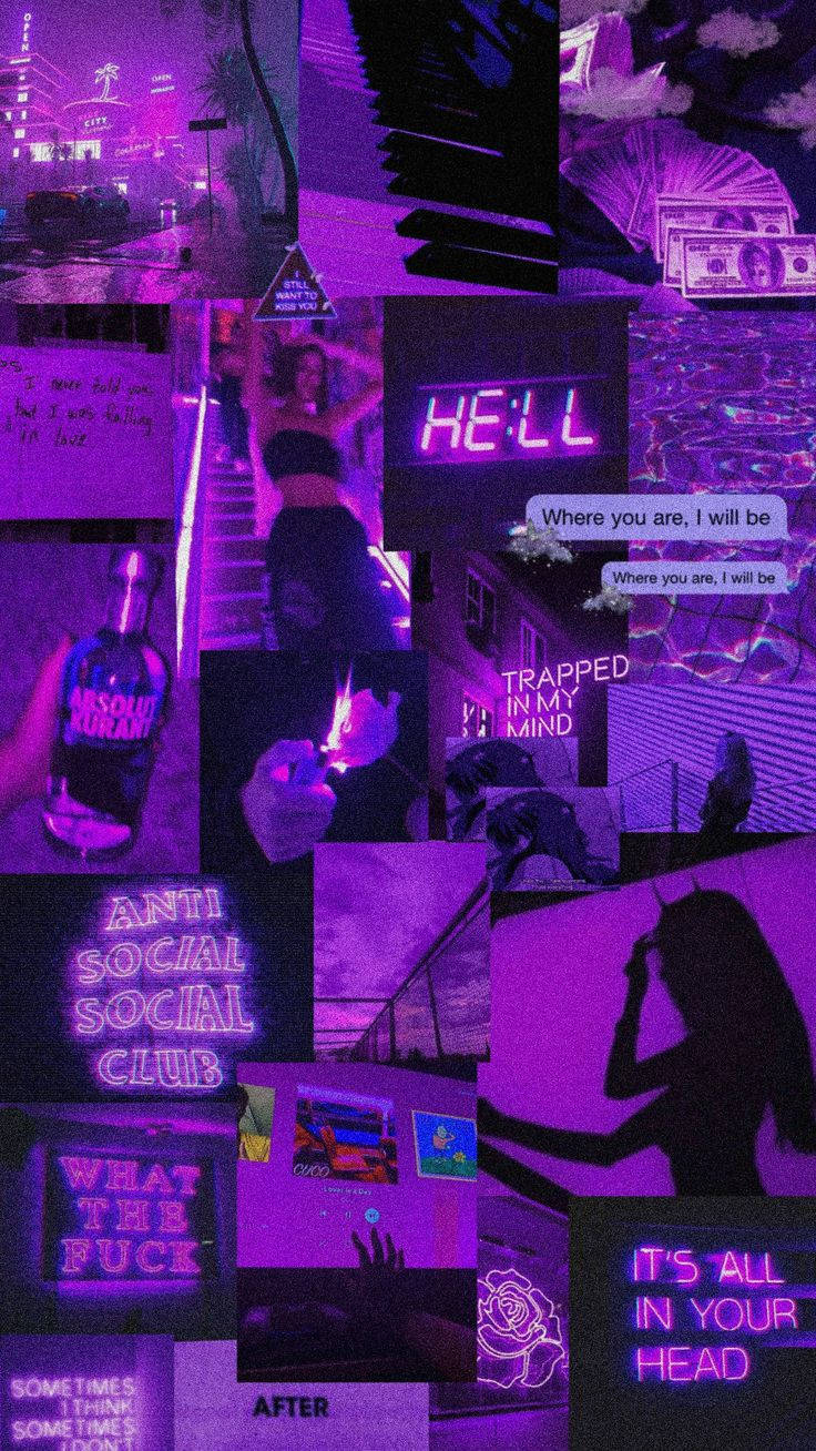 purple, black, neon signs, HD Phone Wallpaper