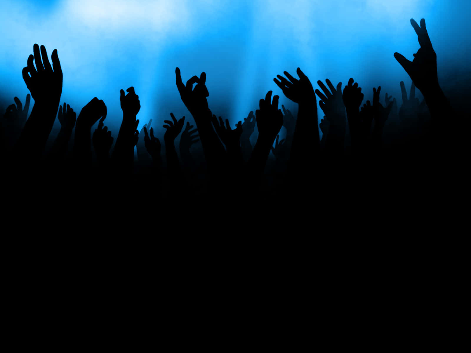vibrant blue stage lights, silhouetted crowd, concert, HD Desktop Wallpaper