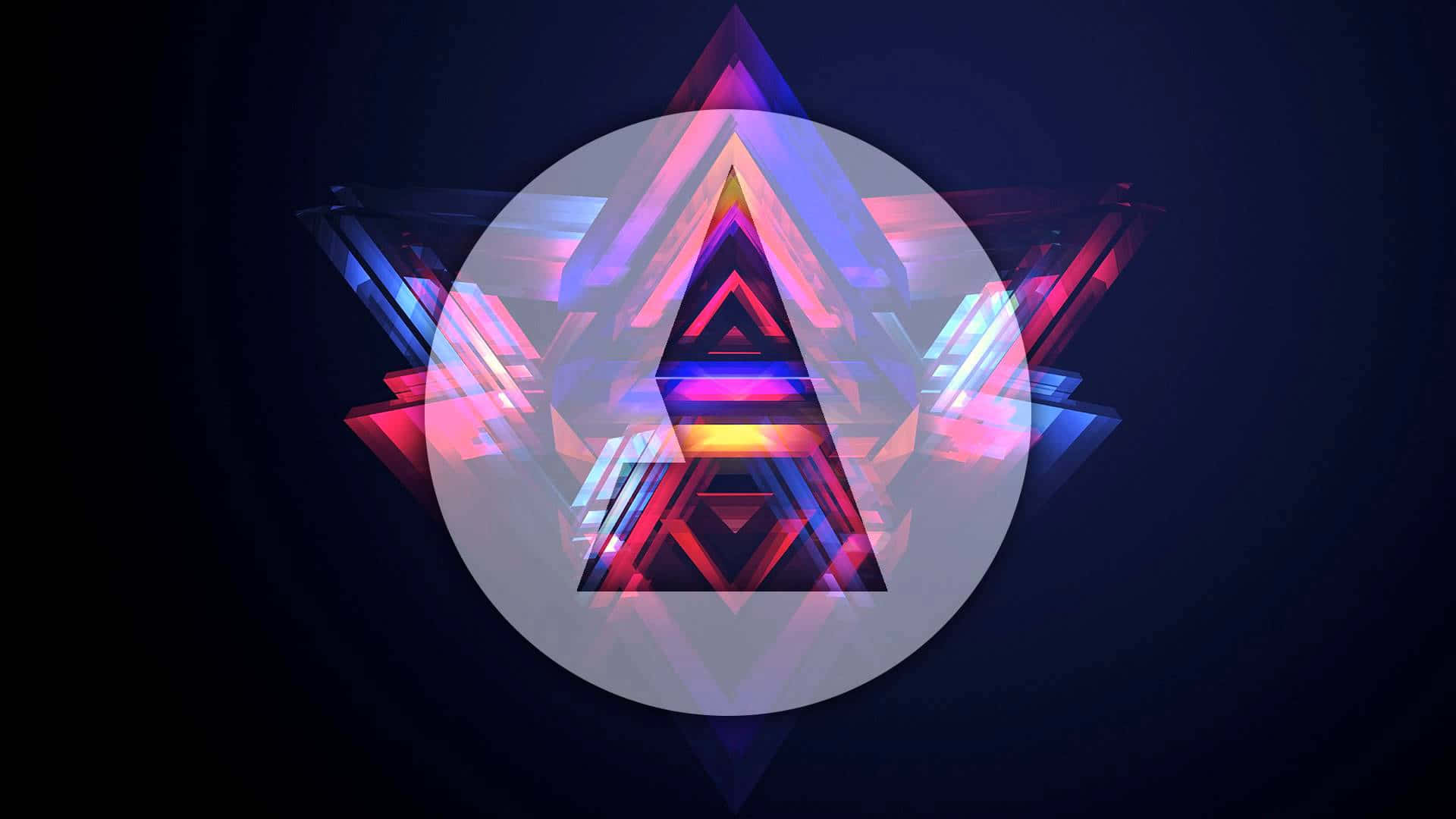 neon triangle fractal, vibrant pink, purple, Full HD Desktop Wallpaper