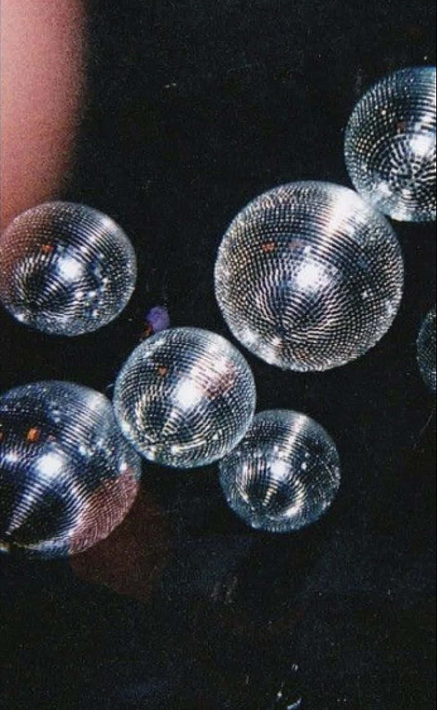 disco balls, shiny silver, dark background, HD Phone Wallpaper