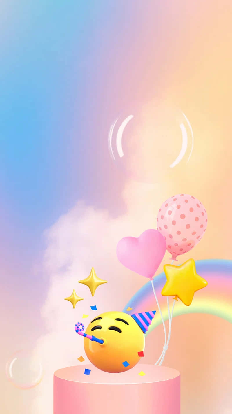 yellow emoji, party hat, bubble wand, HD Phone Wallpaper