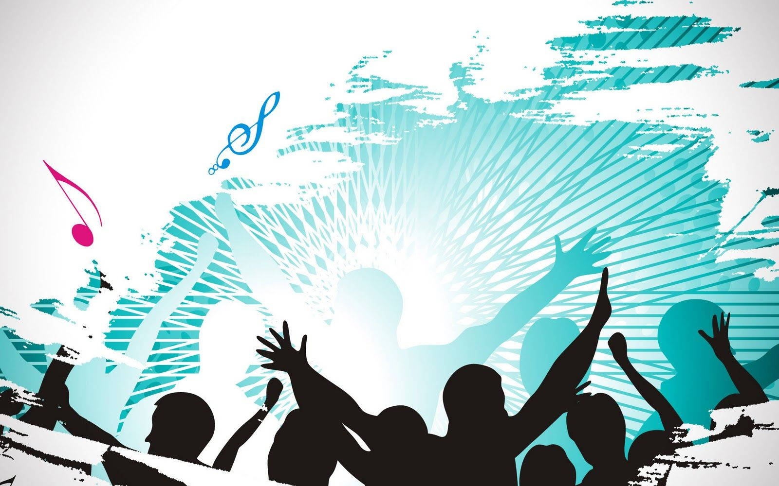 musical party, vibrant turquoise, white abstract light beams, HD Desktop Wallpaper