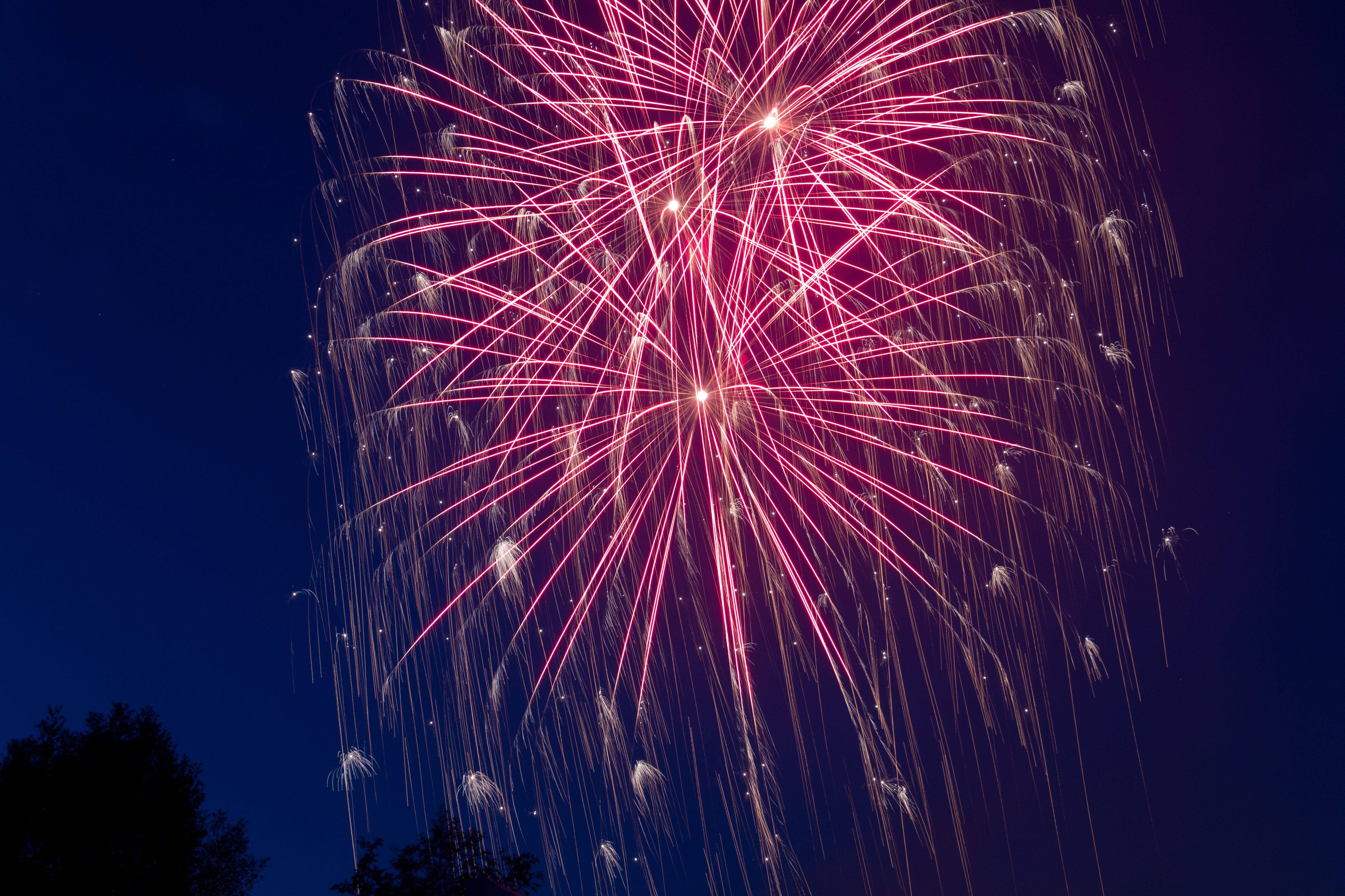New Year's Eve, fireworks, pink, 5K Desktop Wallpaper