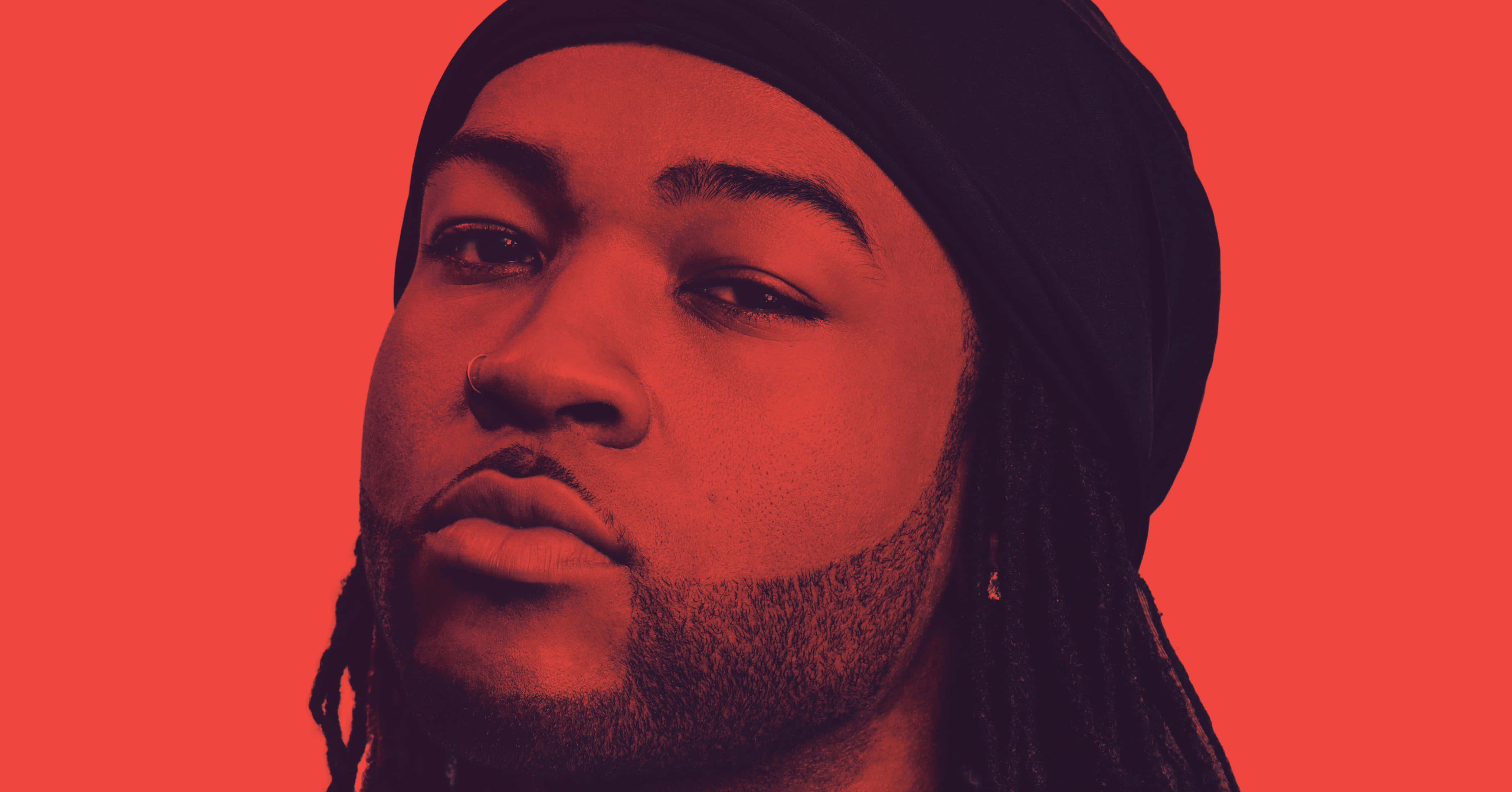 Partynextdoor, red background, dreadlocks, 4K Desktop Wallpaper