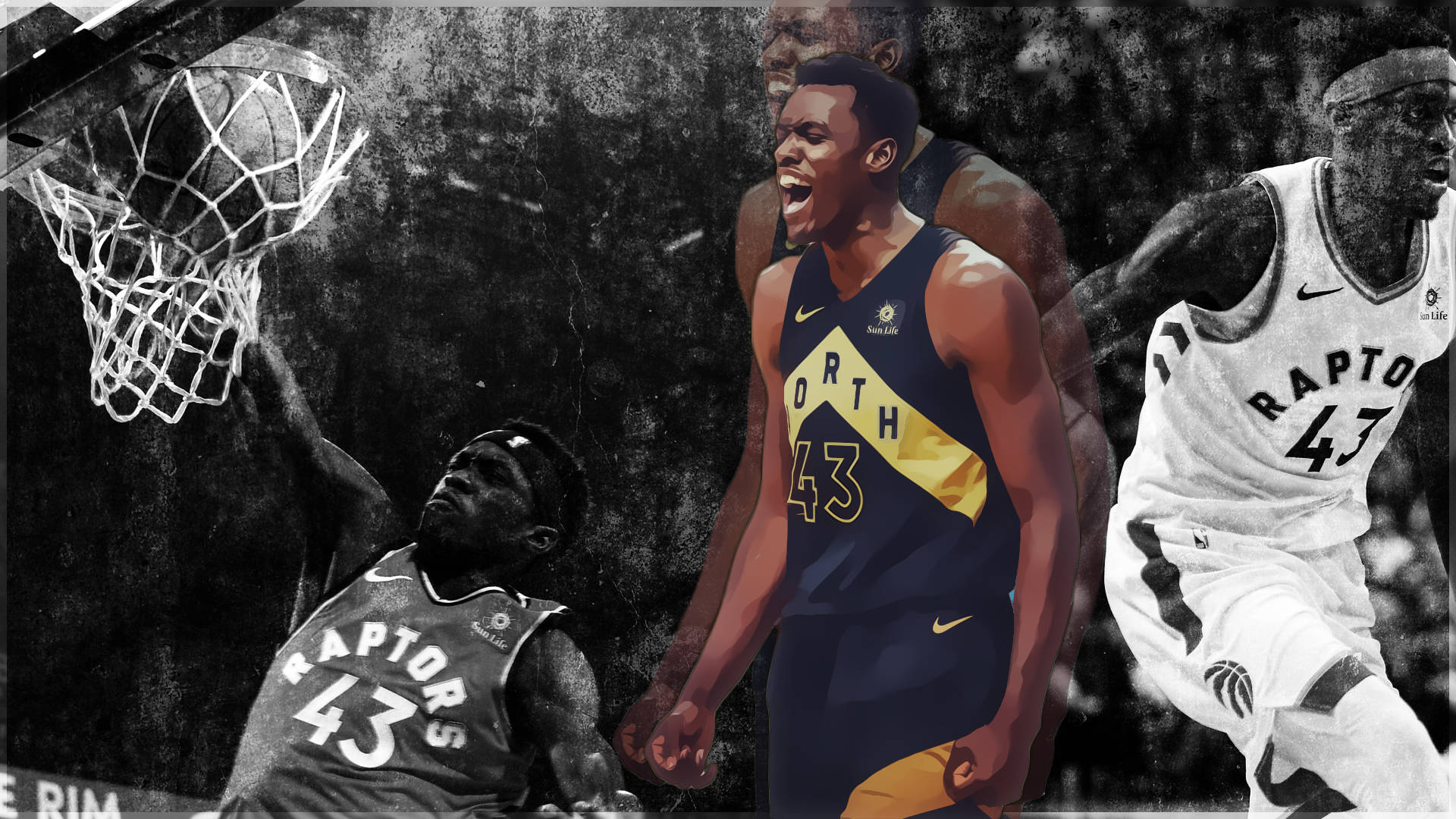 Pascal Siakam, basketball player, hoop, Full HD Desktop Wallpaper