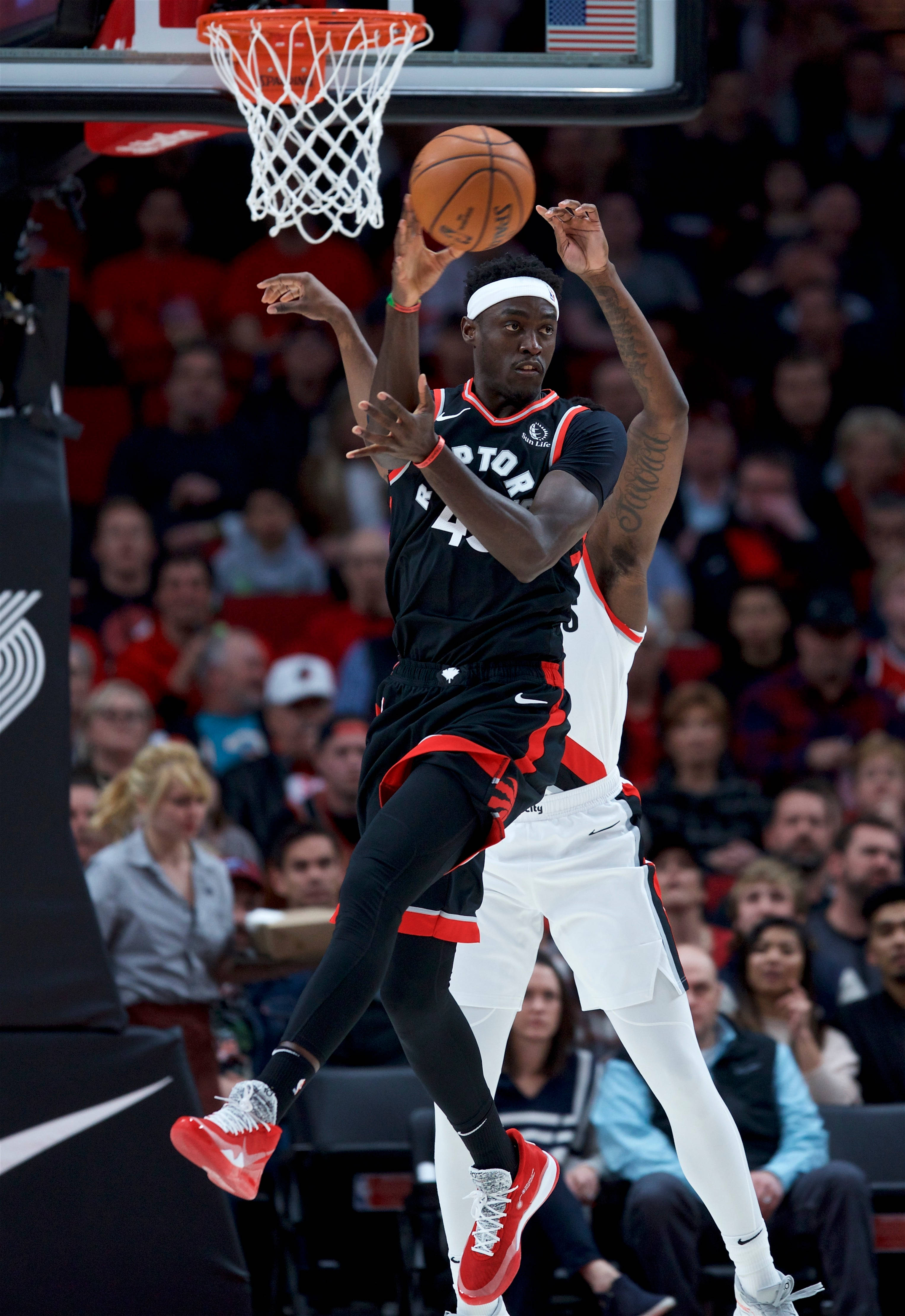 Pascal Siakam, black and red uniform, white uniform, 4K Phone Wallpaper