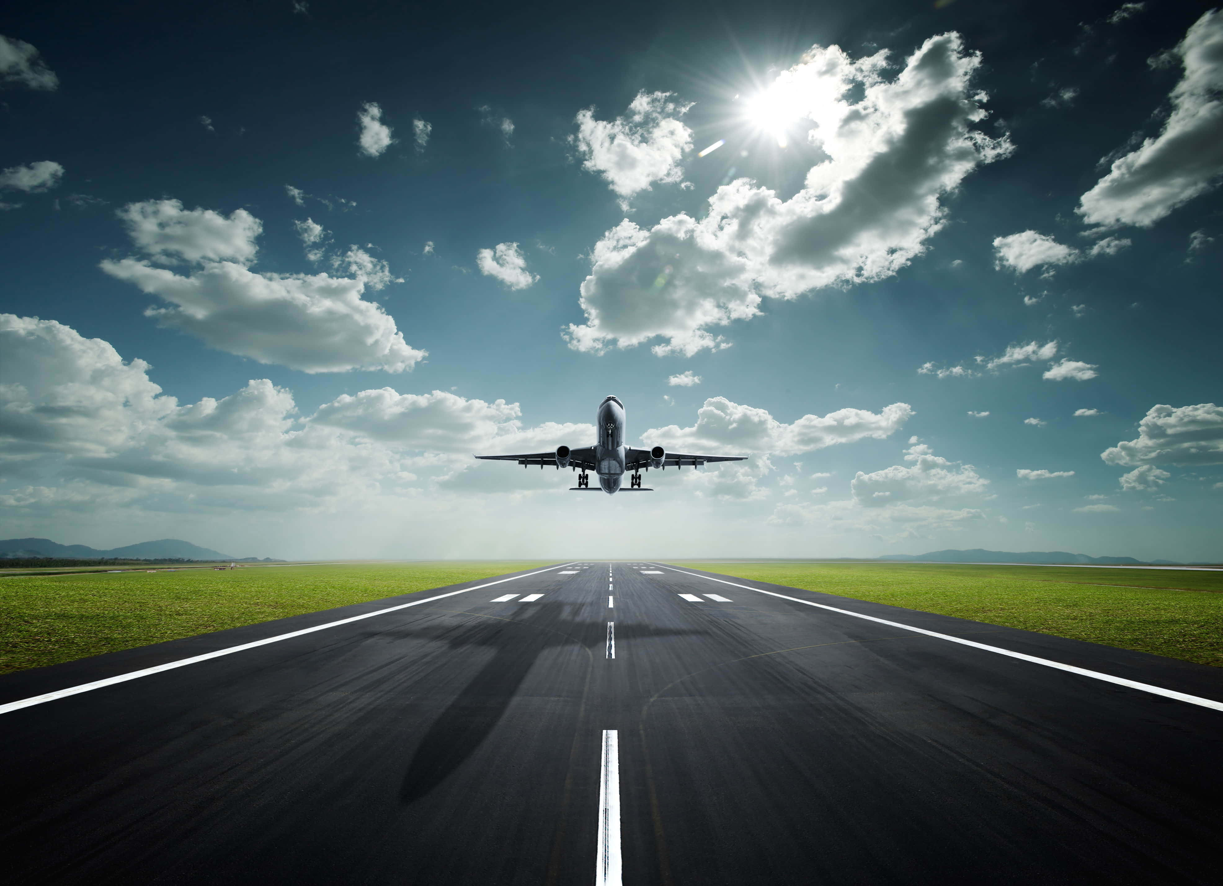 passenger aircraft, commercial airplane, runway, 4K Desktop Wallpaper
