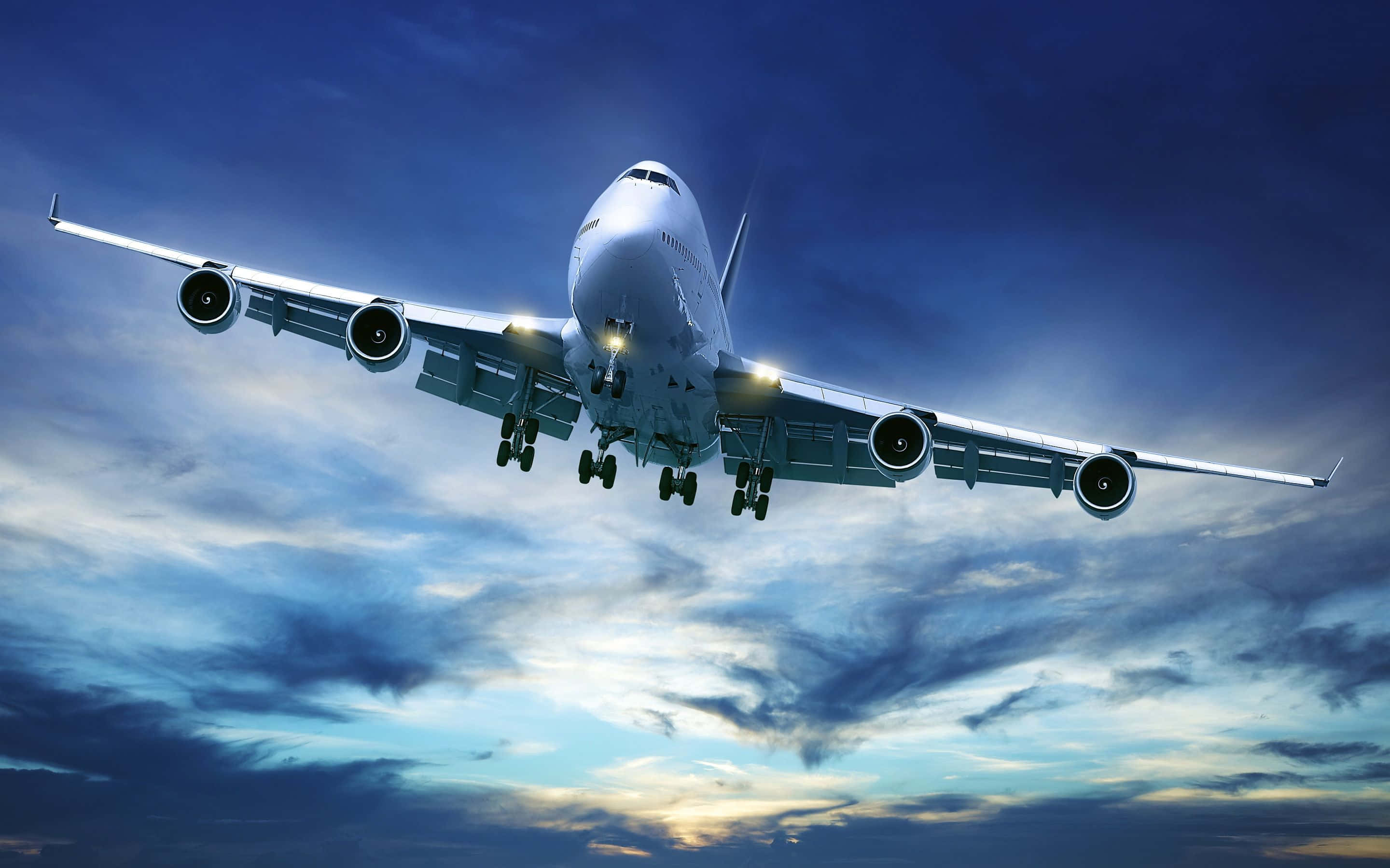 passenger aircraft, jumbo jet, white, 2K Desktop Wallpaper