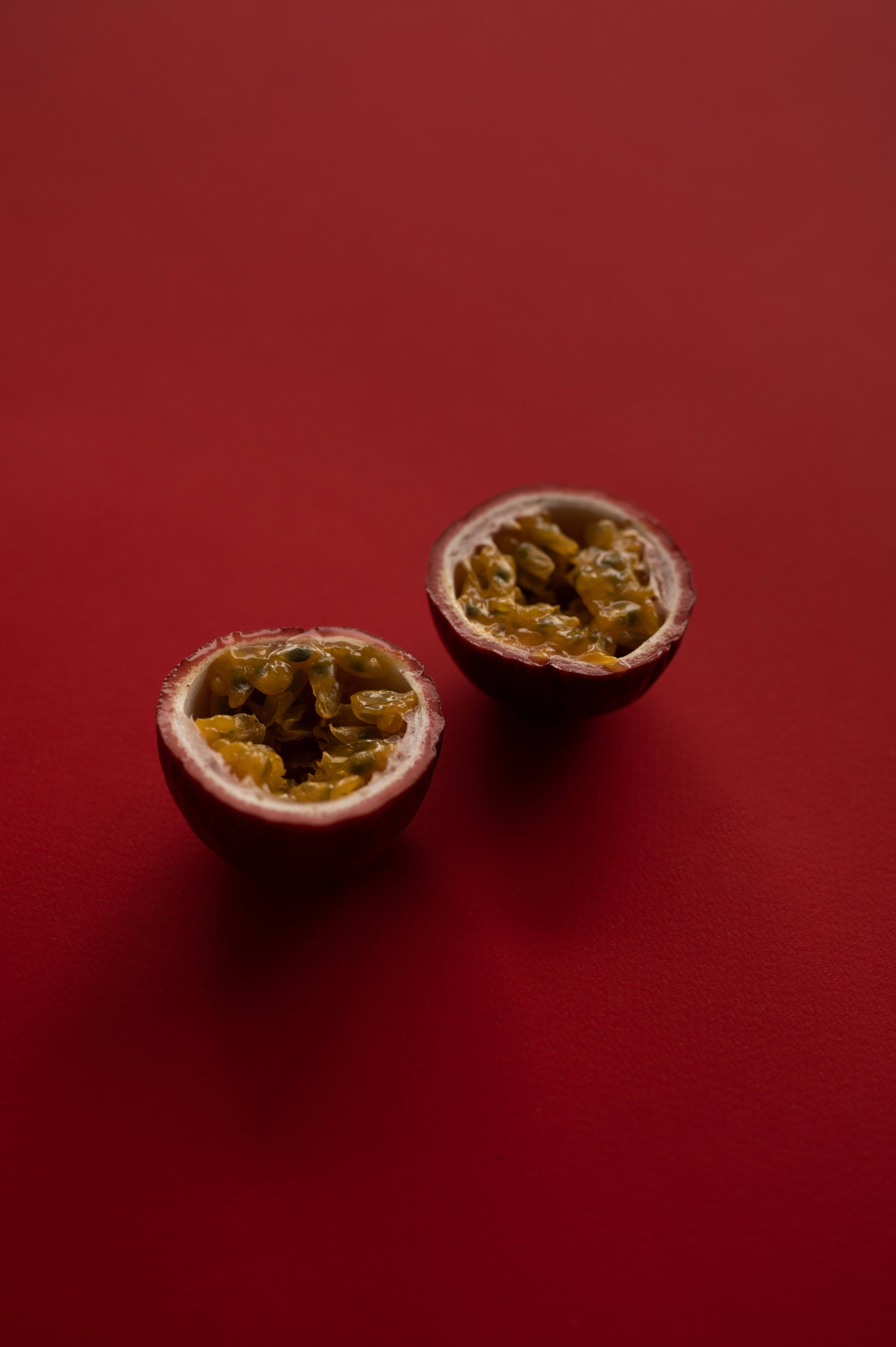 minimalist, ripe passion fruit, yellow pulp, 5K Phone Wallpaper