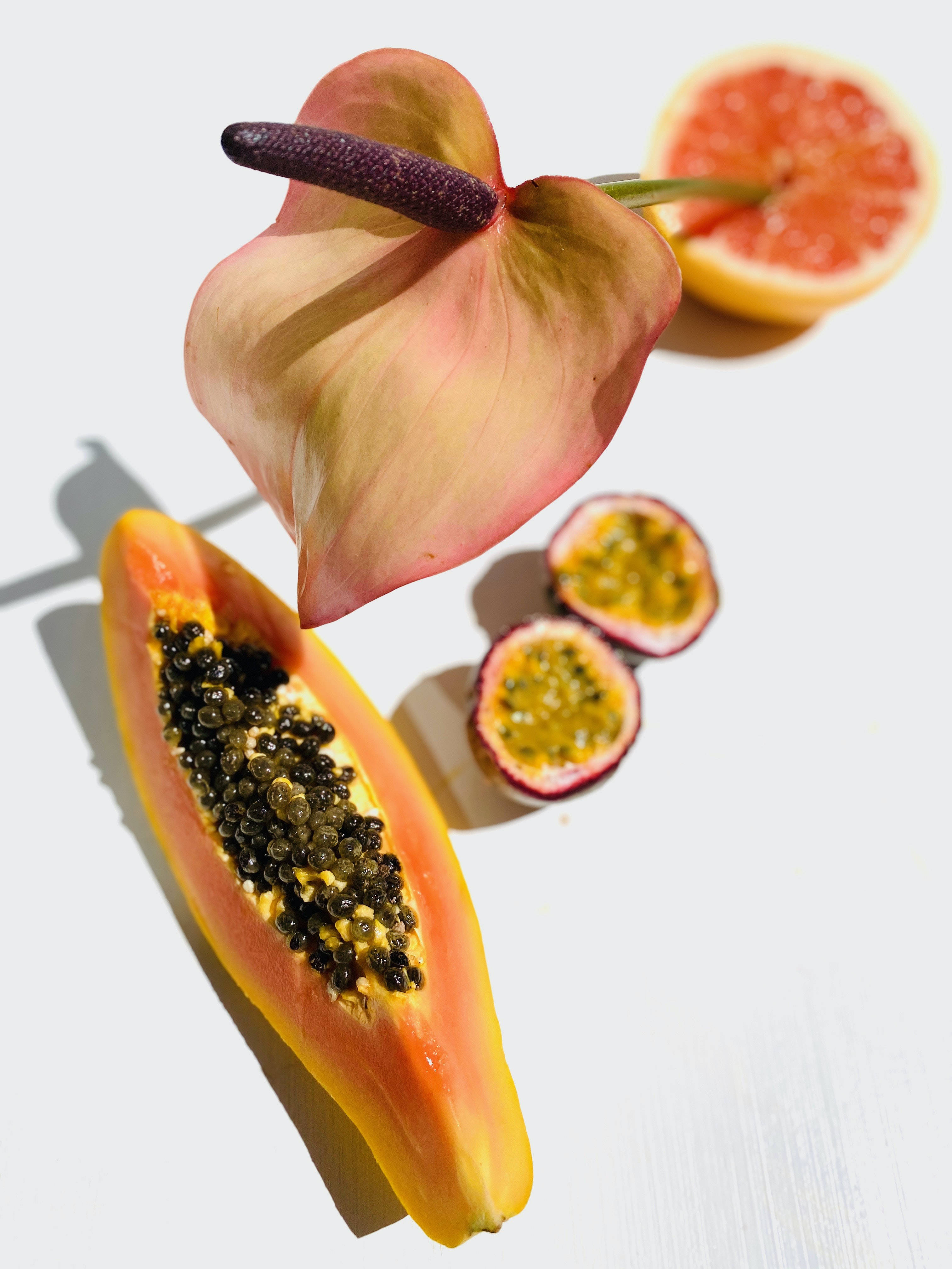 tropical passion fruit, papaya, passion fruit, 4K Phone Wallpaper