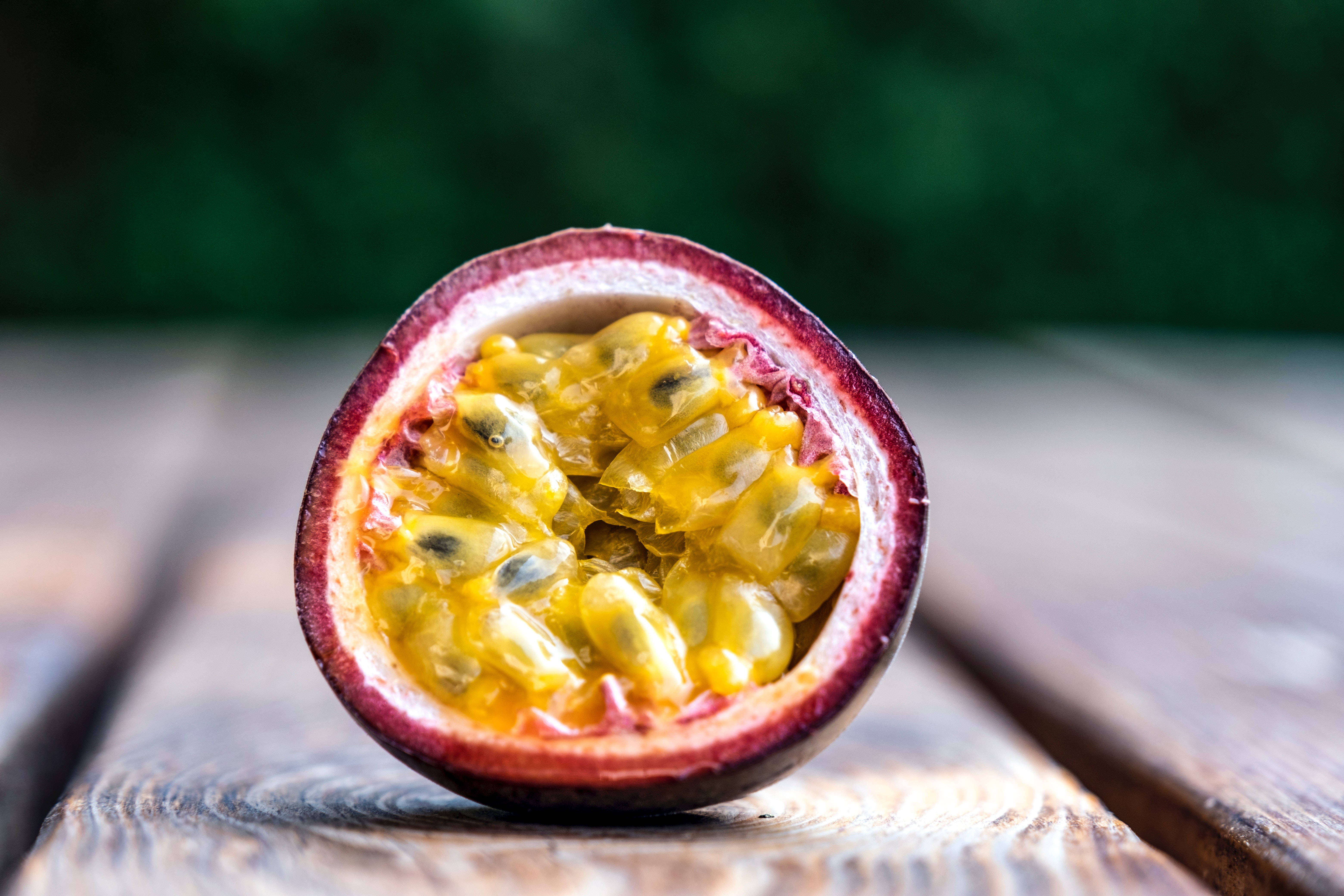 passion fruit, yellow pulp, black seeds, 5K Desktop Wallpaper