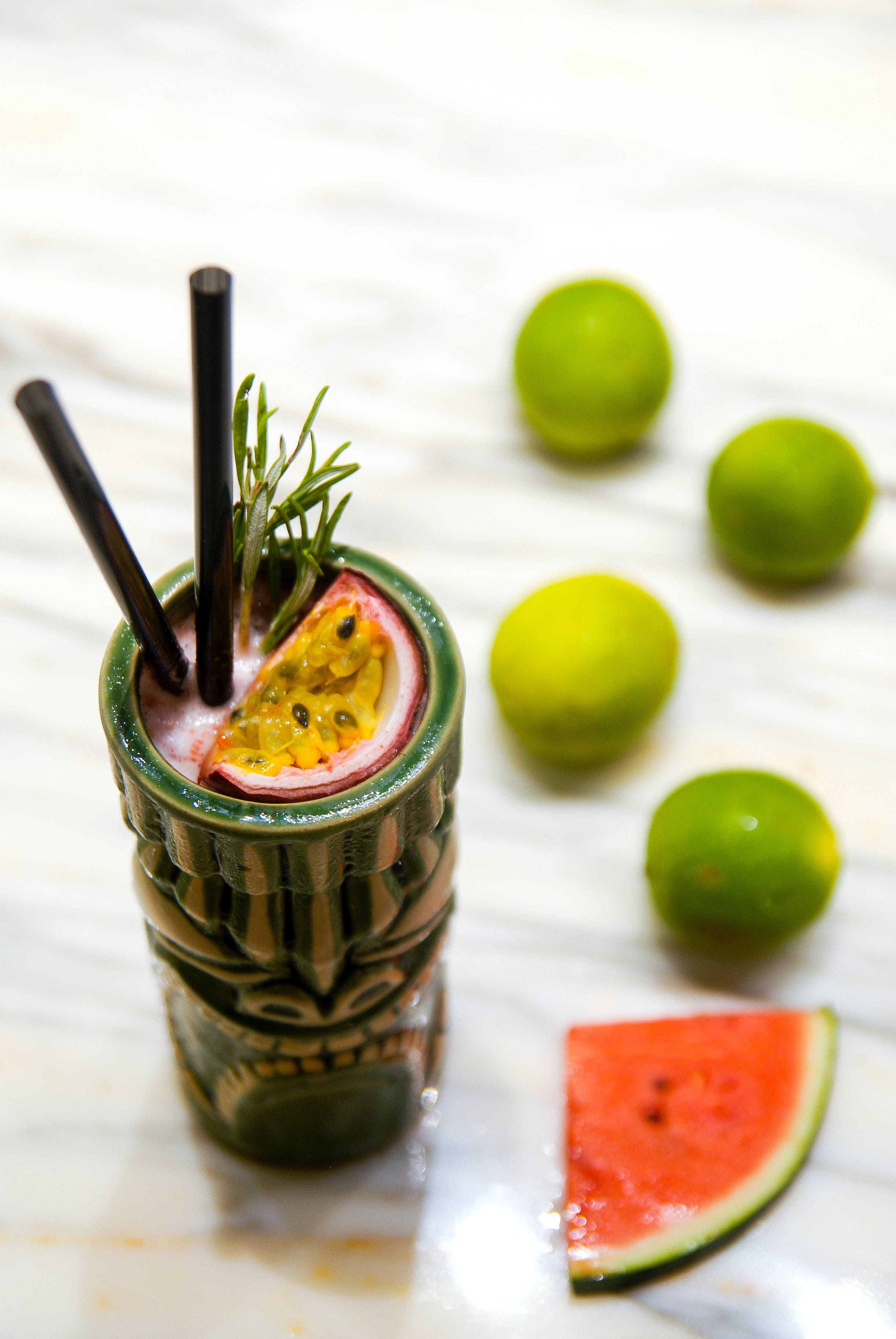 passion fruit, tiki cocktail, rosemary, 2K Phone Wallpaper