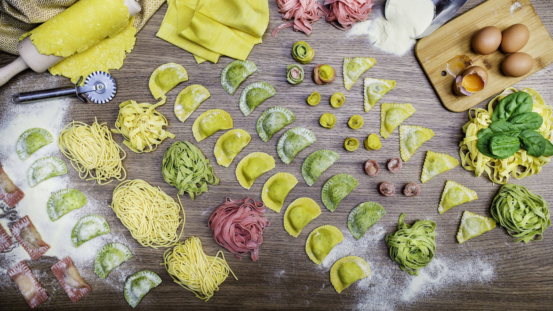 pasta, dumplings, yellow green, Full HD Desktop Wallpaper