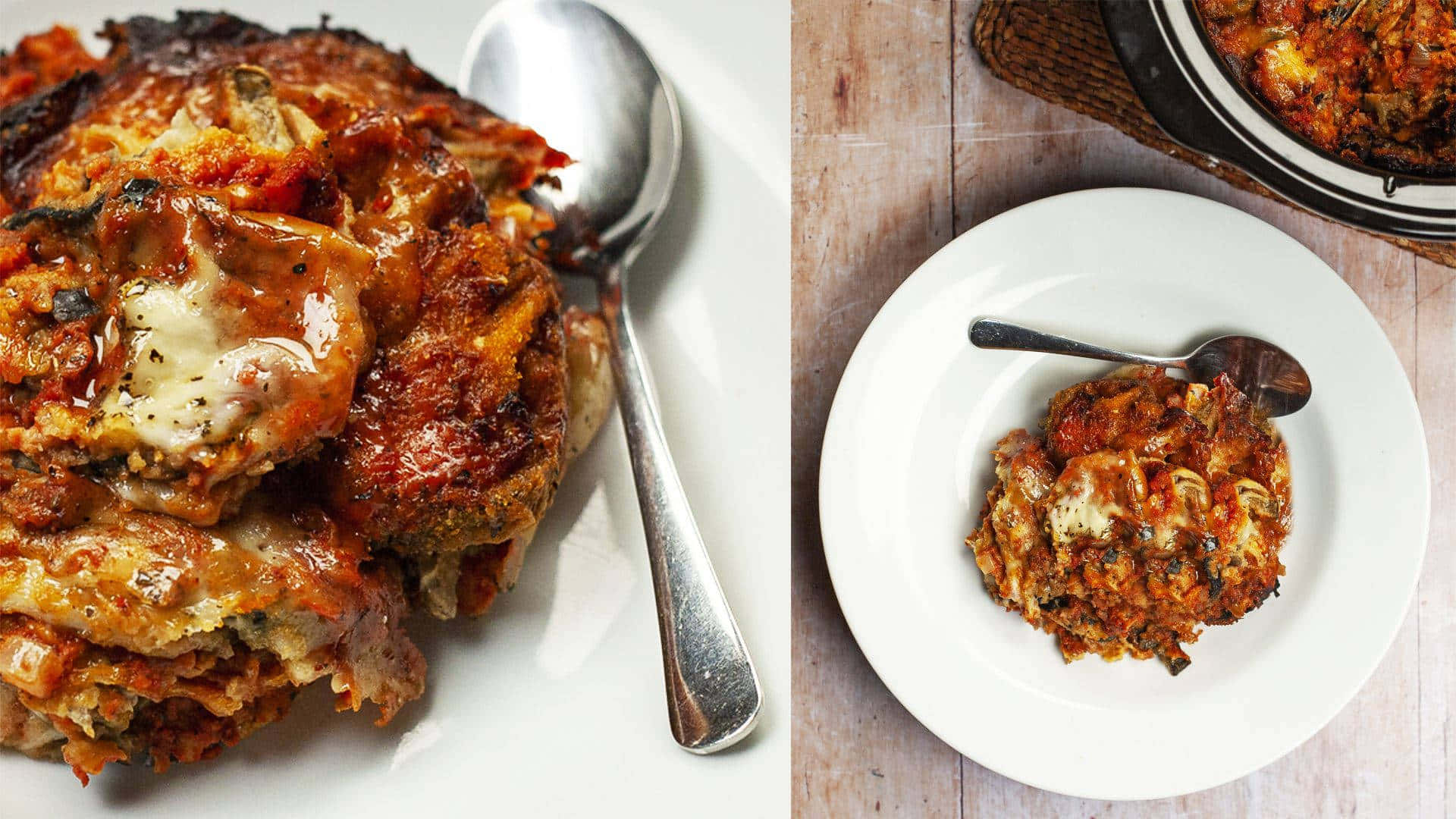crusty baked meat pasta, golden-brown lasagna, melted cheese, Full HD Desktop Wallpaper