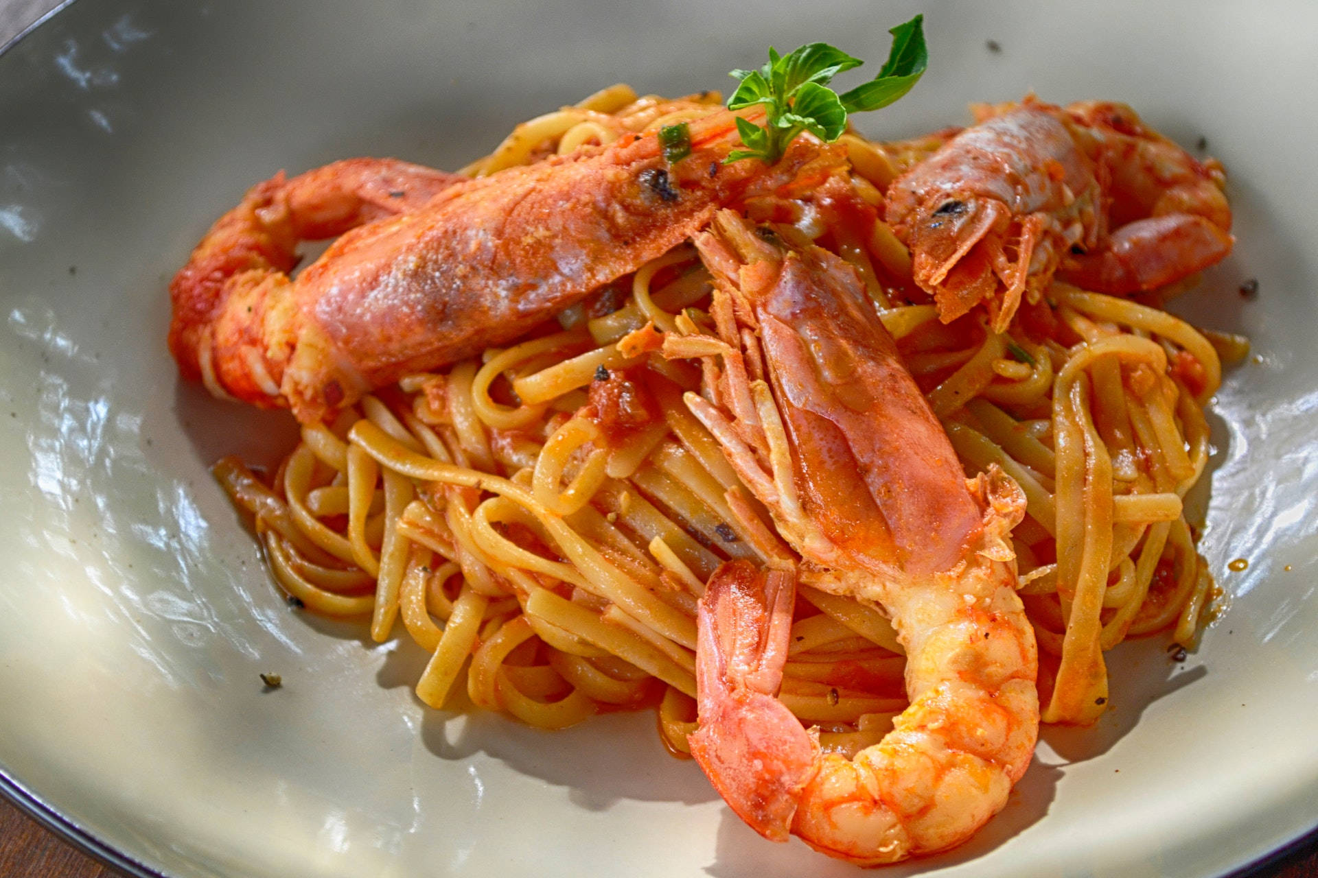 prawns, crushed tomato pasta, tomato sauce, Full HD Desktop Wallpaper