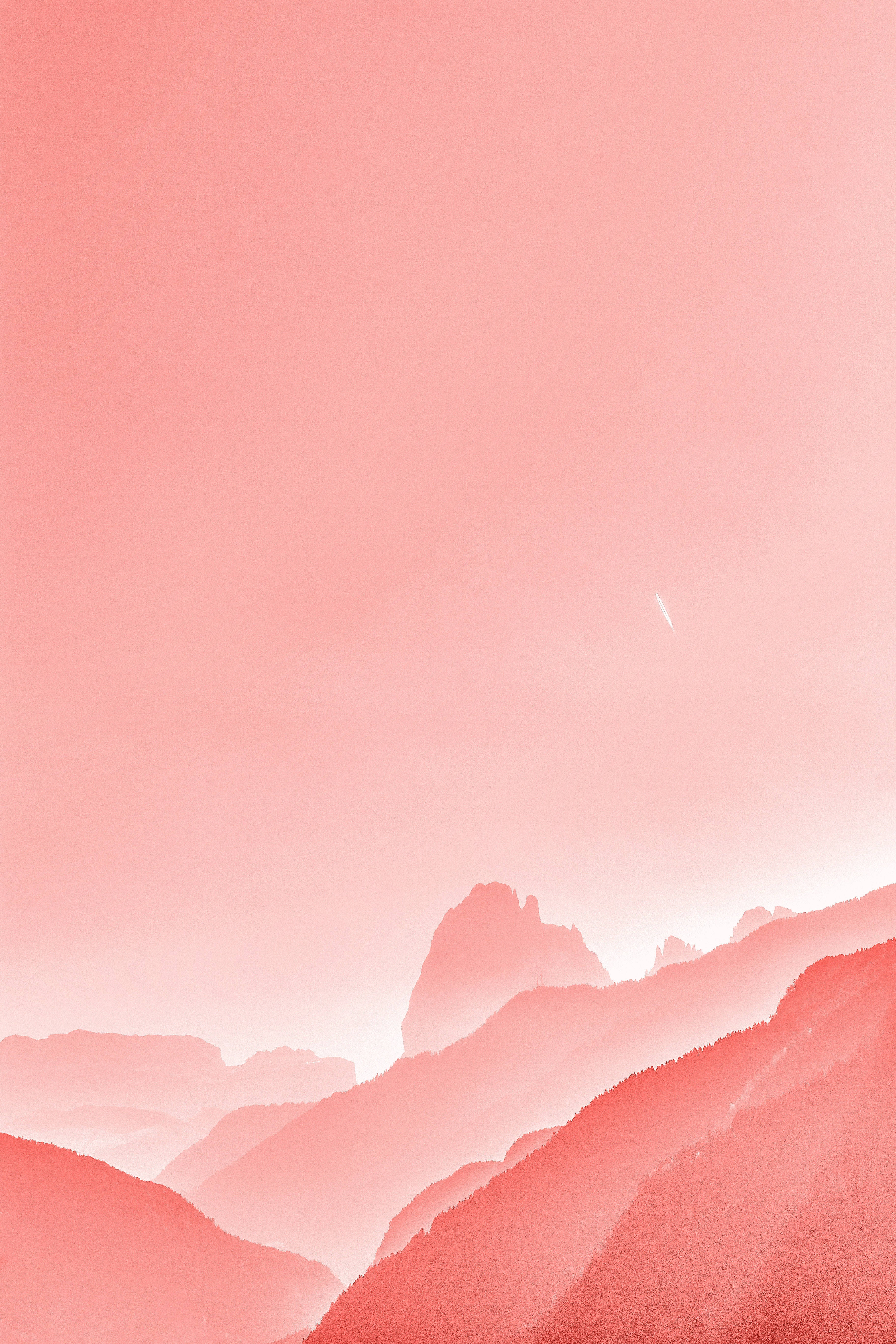 Pastel 4K, pink mountain, mist, 5K Phone Wallpaper