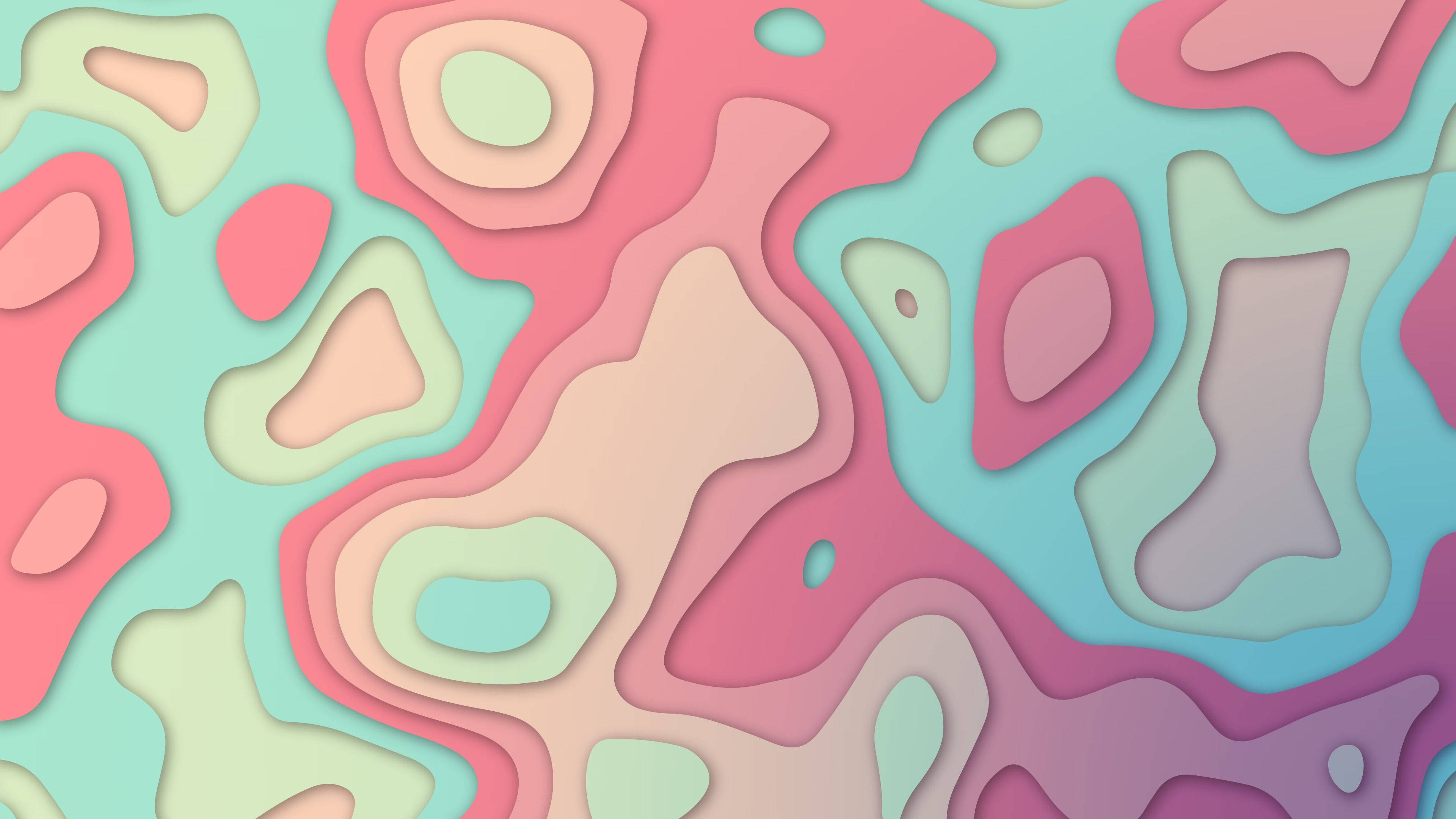 pastel abstract, pink, teal, 4K Desktop Wallpaper