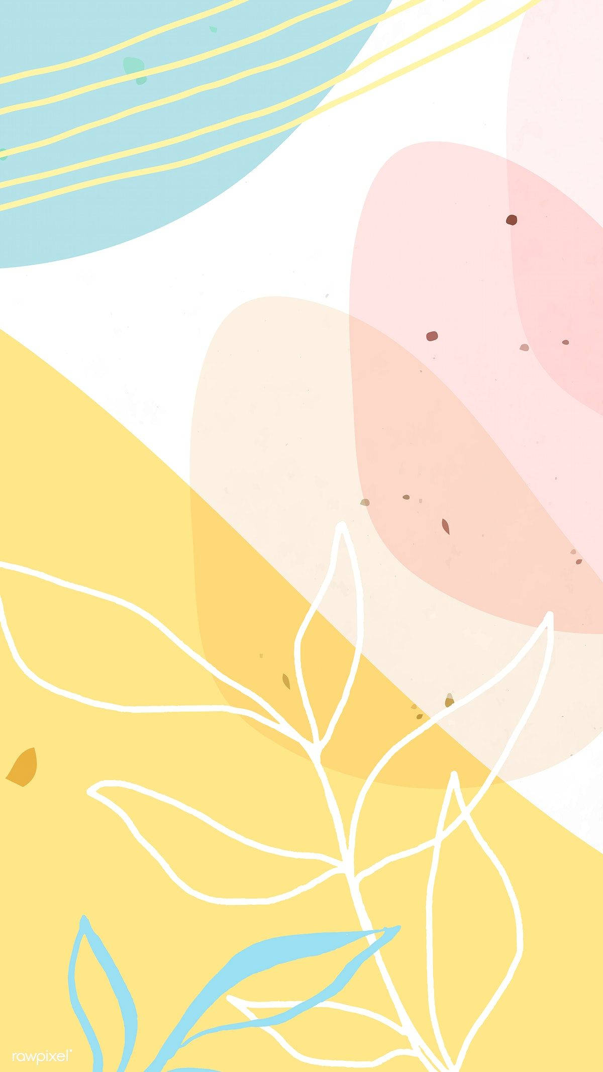 Pastel Abstract, soft pastel abstract shapes, delicate white line foliage, Full HD Phone Wallpaper