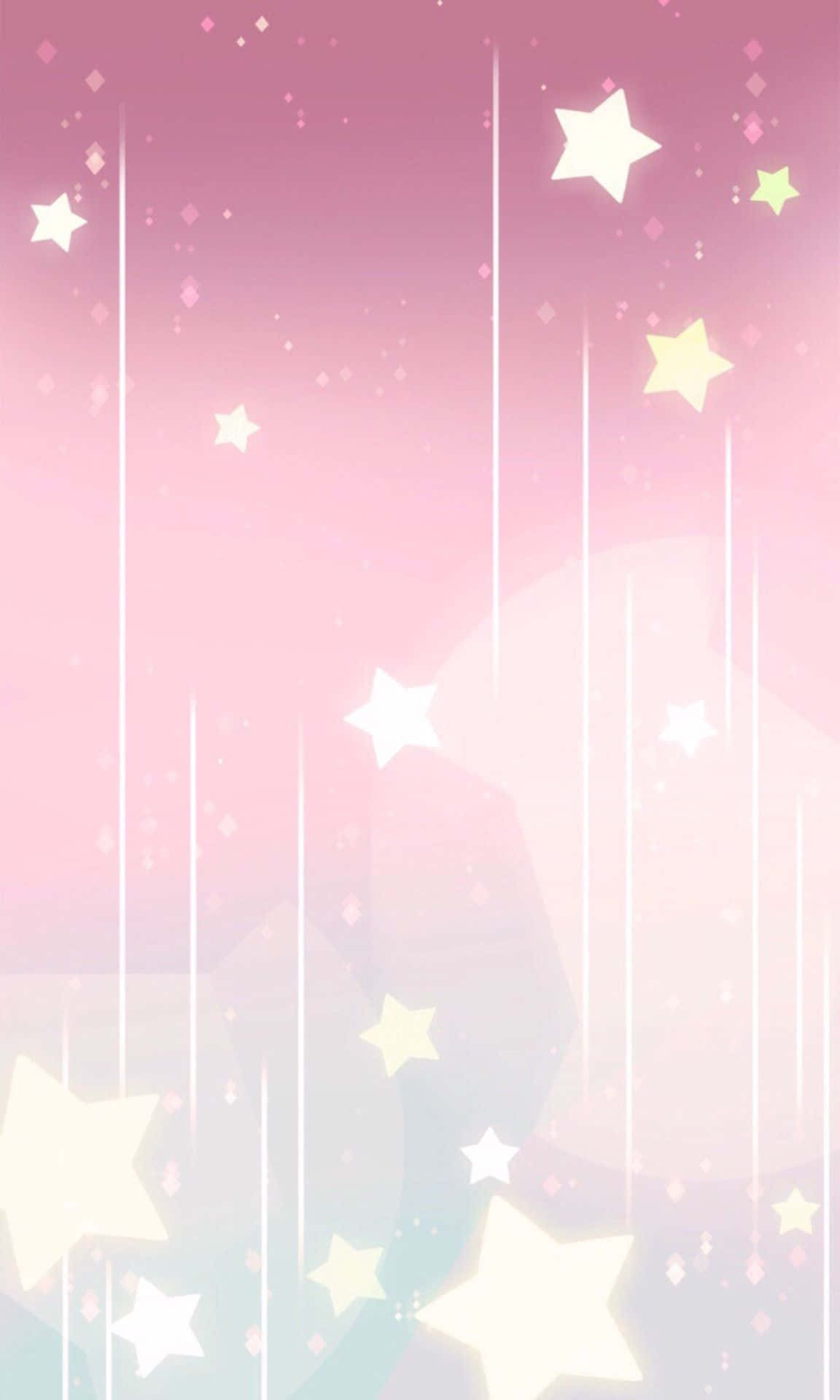 Pastel Aesthetic Anime, pastel pink gradient sky, glowing stars, Full HD Phone Wallpaper