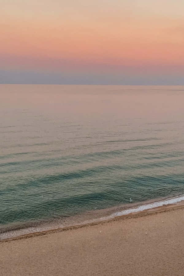 Pastel Beach, sunset, pink sky, SD Phone Wallpaper
