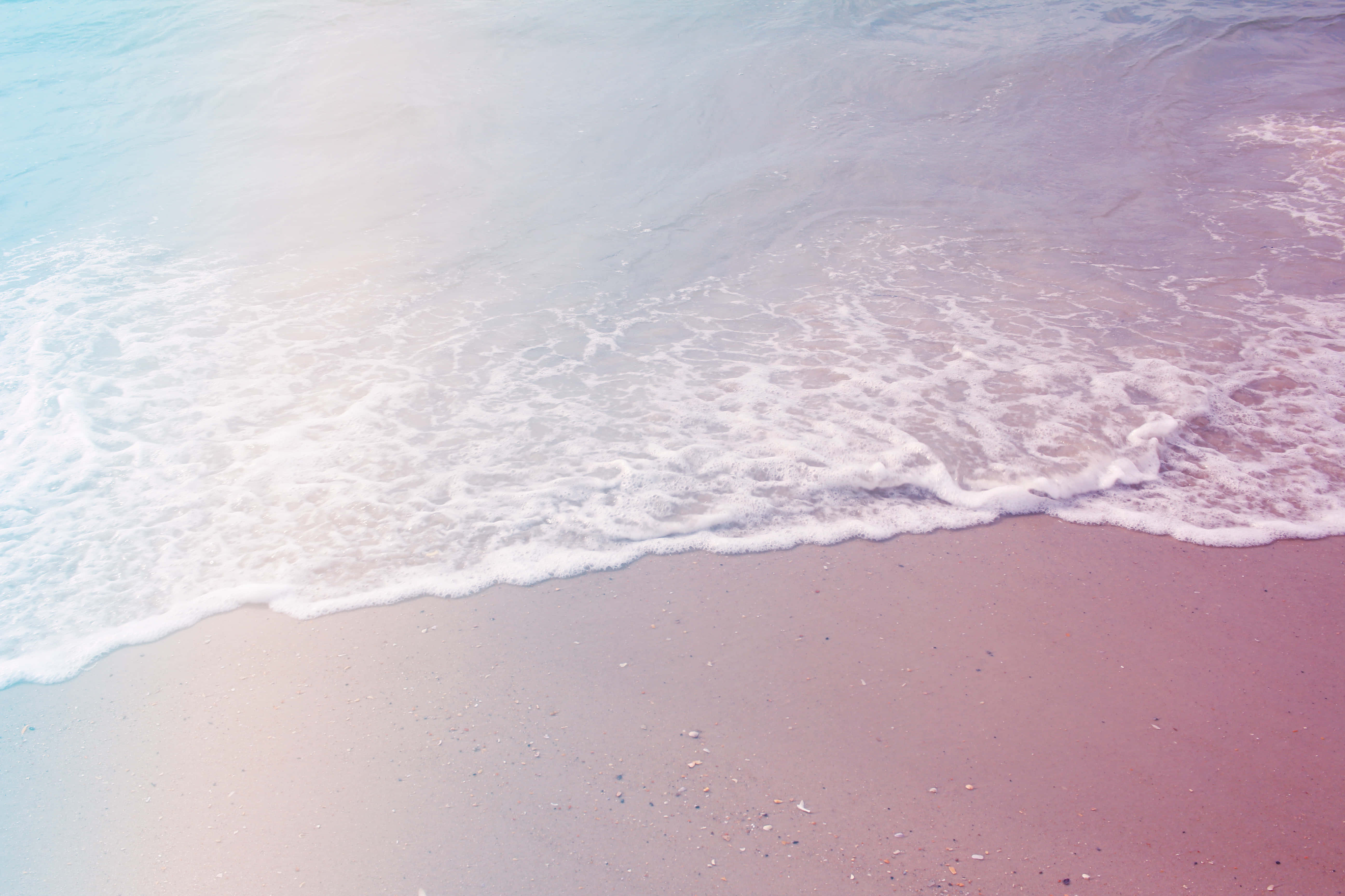pastel beach, pinkish sand beach, soft pastel waves, 5K Desktop Wallpaper