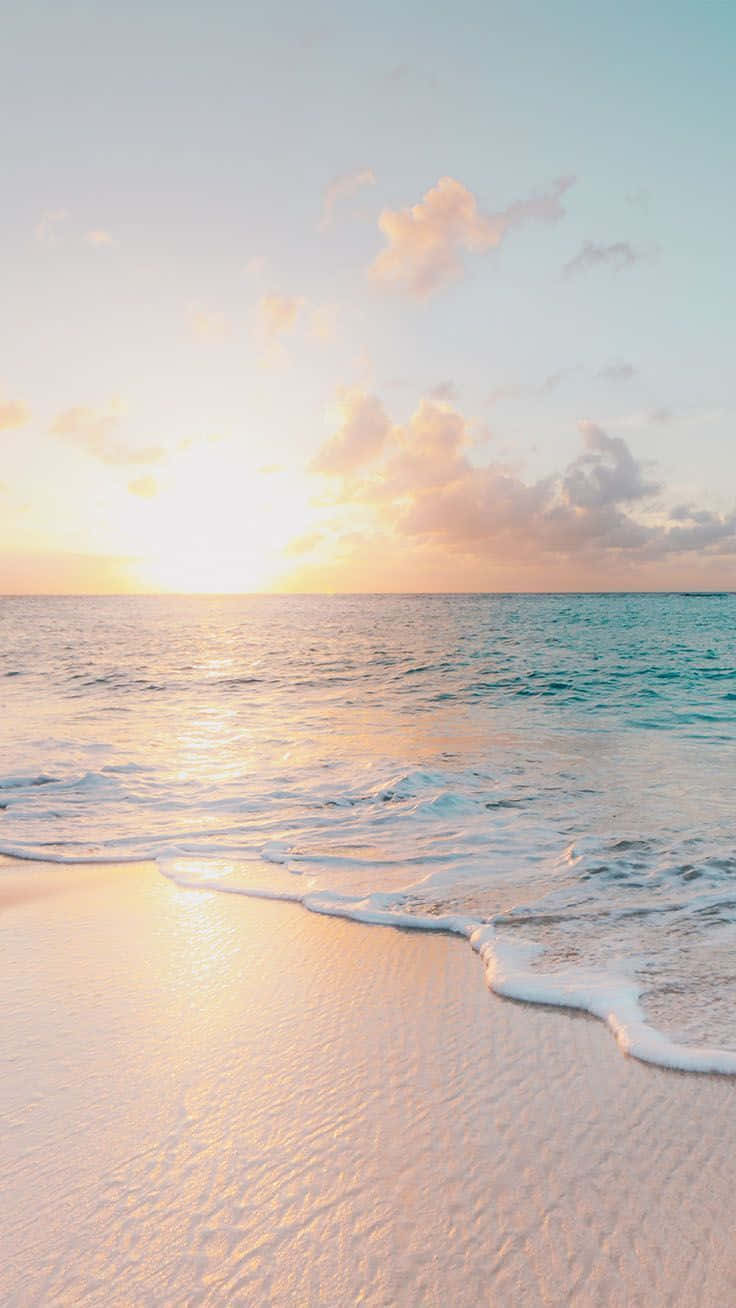 Pastel Beach, sunset, warm golds, HD Phone Wallpaper