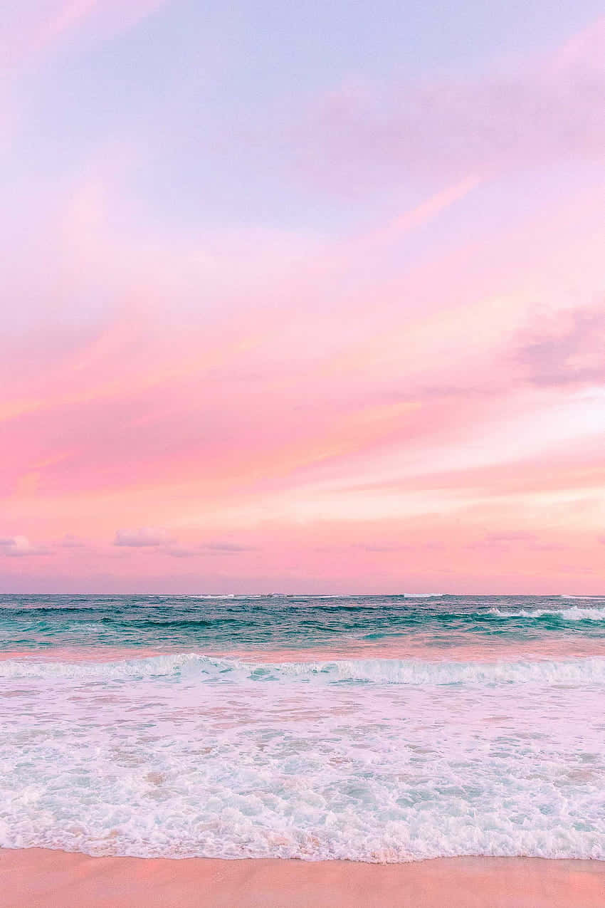 Pastel Beach, sunset, pink skies, SD Phone Wallpaper
