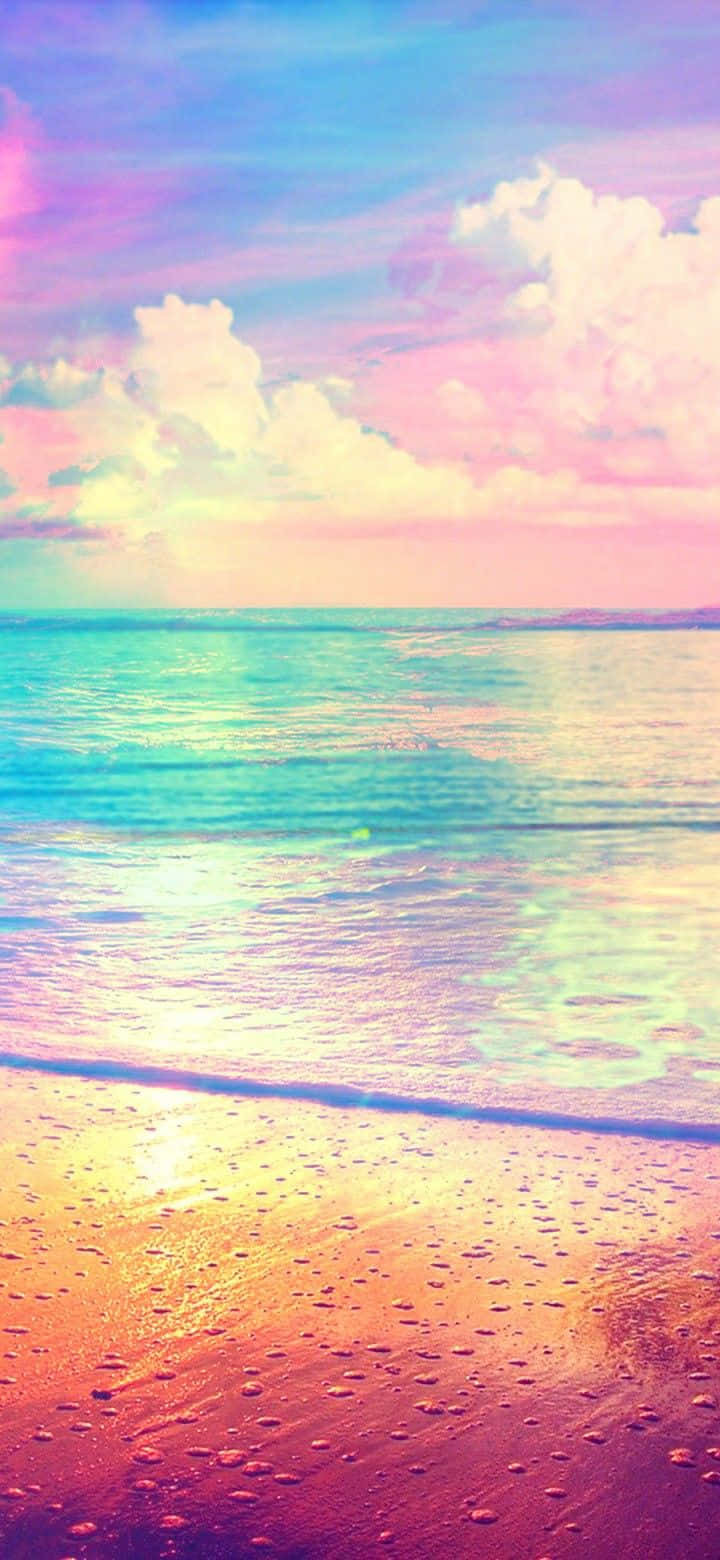 Pastel Beach, sunset, pastel pink, HD Phone Wallpaper