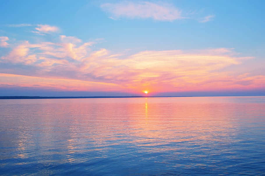 pastel beach, sunset, soft pinks, SD Desktop Wallpaper