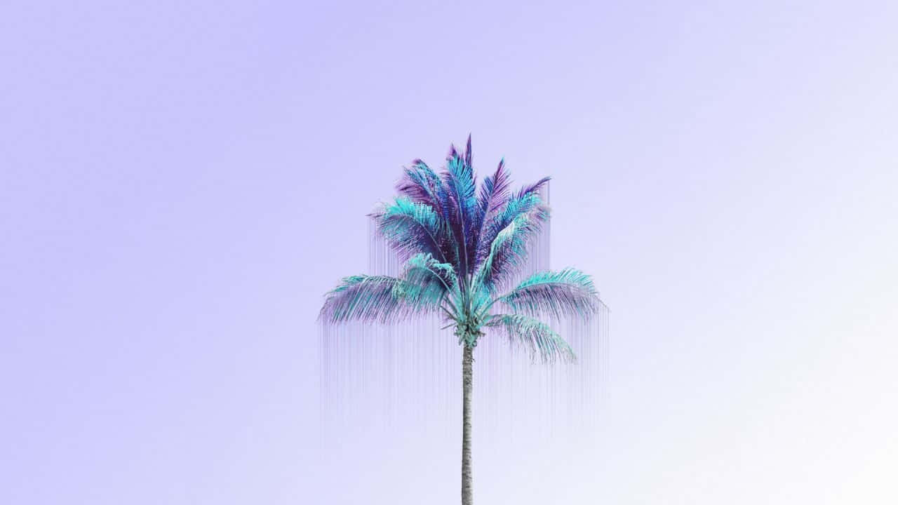 pastel blue aesthetic desktop, subdued pastel blue color, iridescent teal and purple fronds, HD Desktop Wallpaper