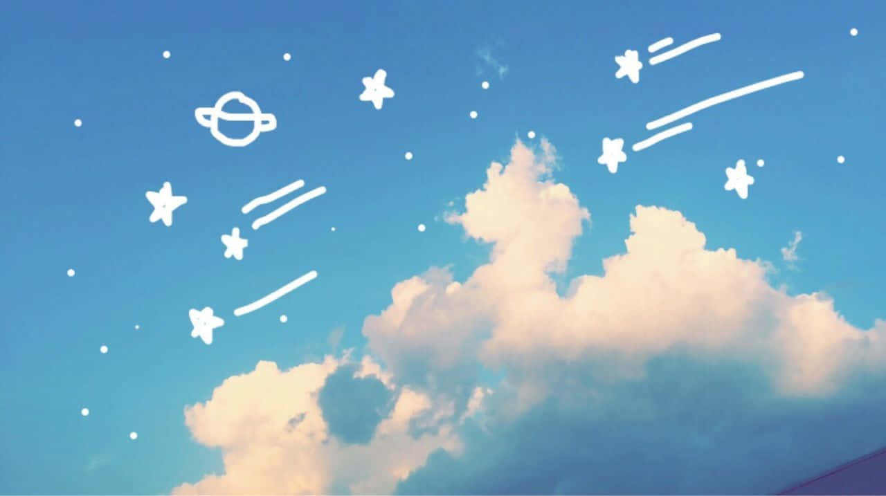 Pastel Blue Aesthetic Sky Desktop, bright blue sky, fluffy white clouds, HD Desktop Wallpaper